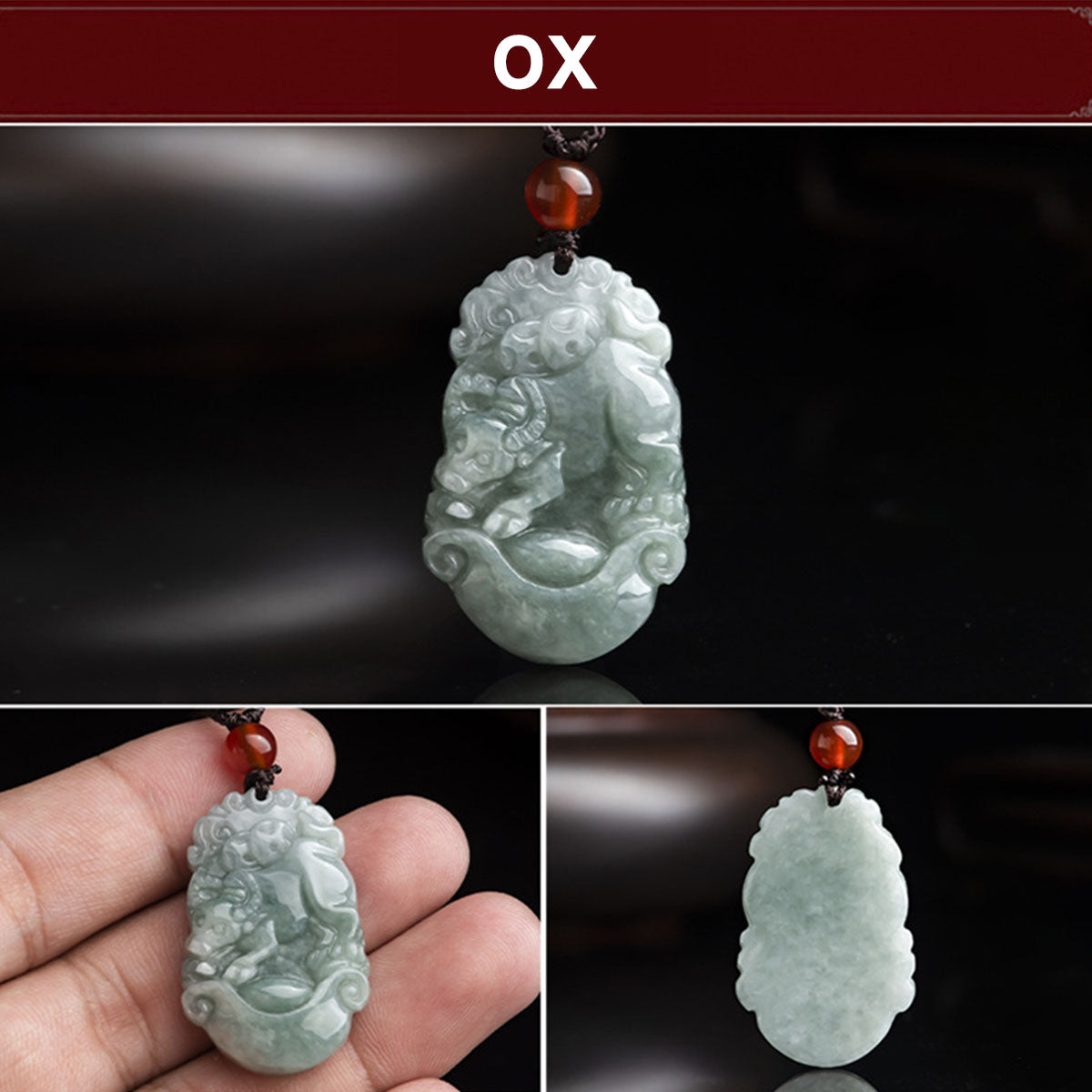 Chinese Zodiac Jade Pendant - 12 Animal Signs, Unisex Style, Natural Jade Jewelry for Daily Wear