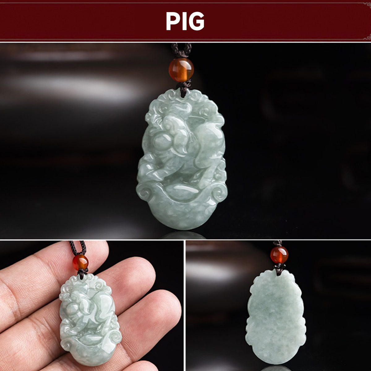 Chinese Zodiac Jade Pendant - 12 Animal Signs, Unisex Style, Natural Jade Jewelry for Daily Wear