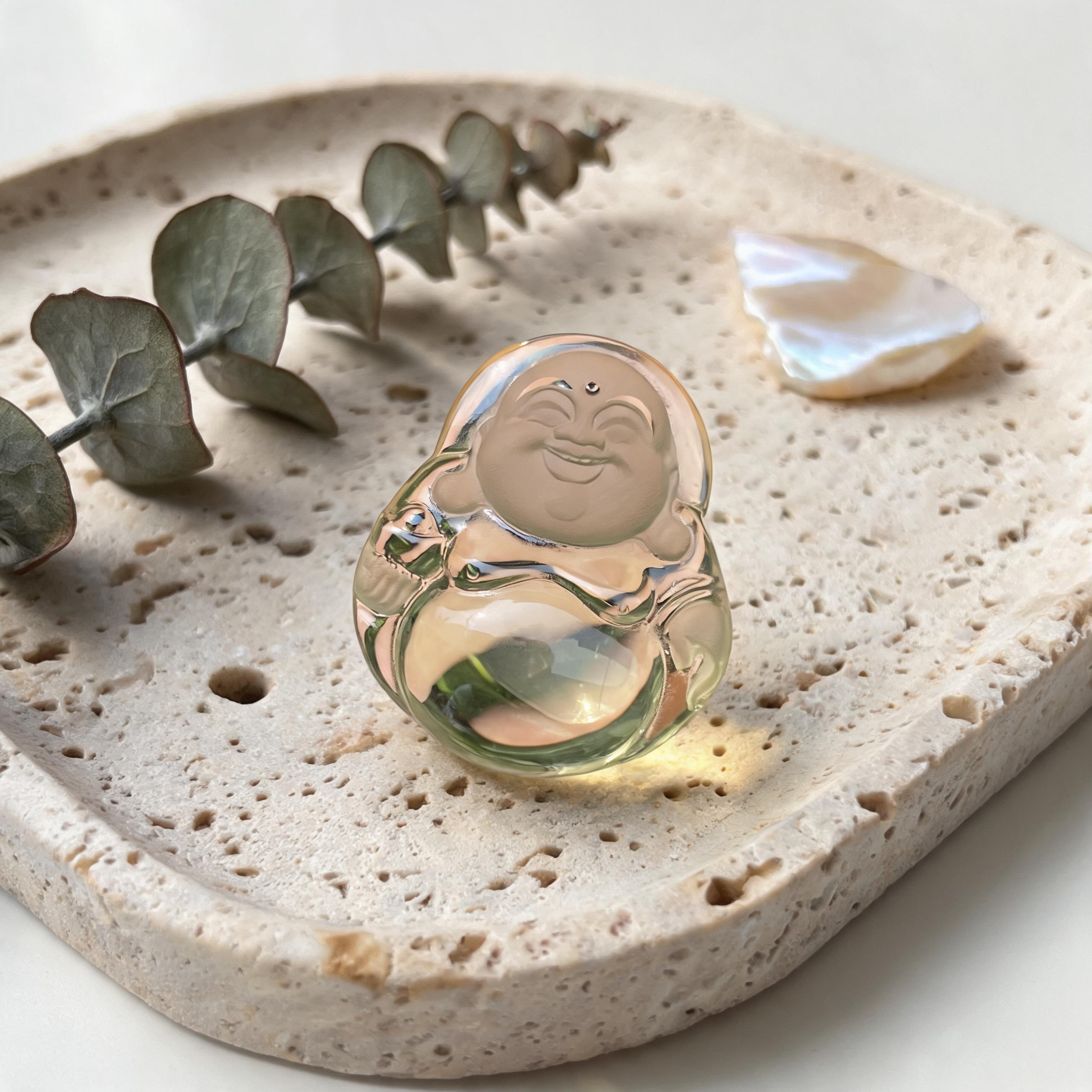 Natural Citrine Maitreya Buddha Pendant, Hand Carved Laughing Buddha Gemstone Necklace for Wealth & Blessing