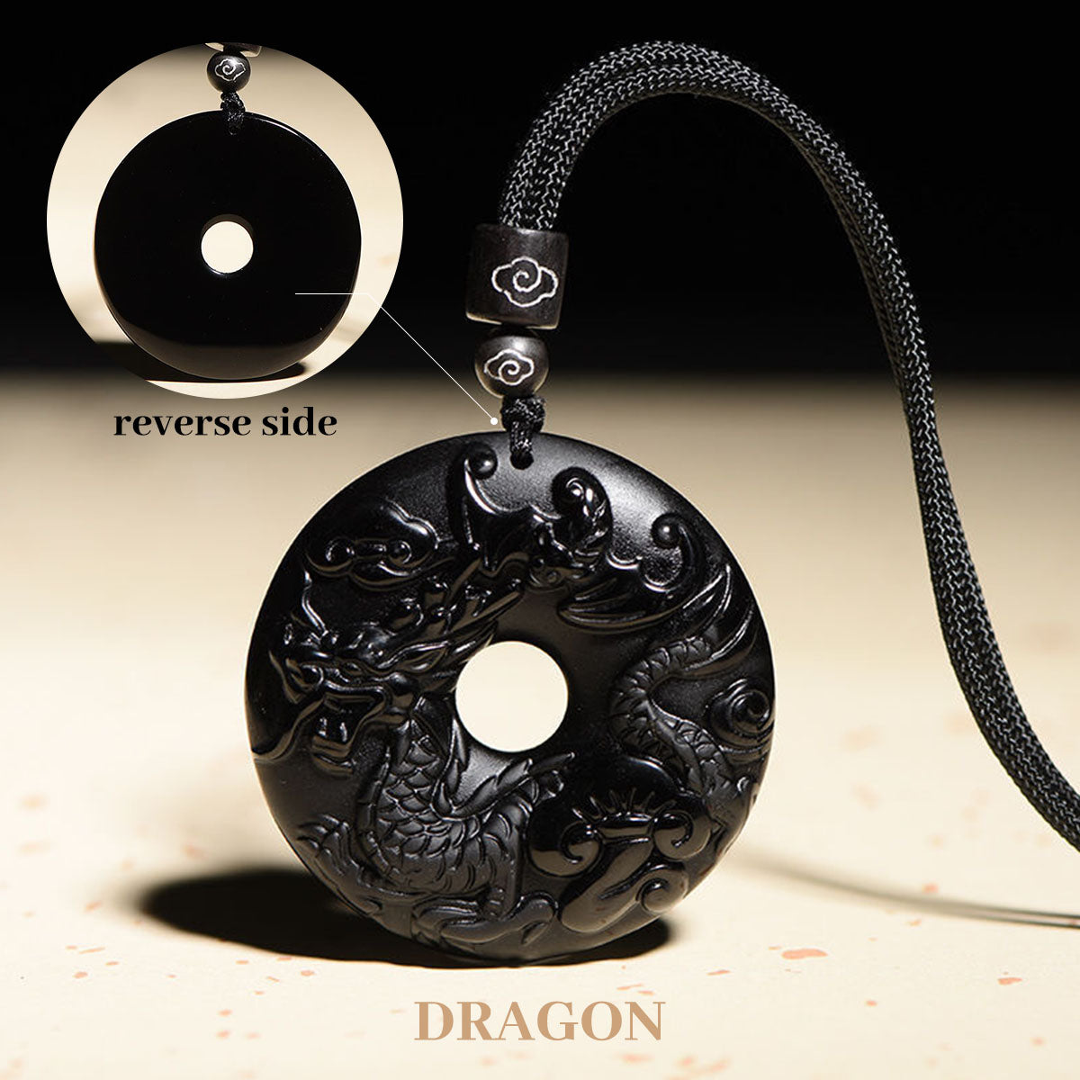 Obsidian Chinese Zodiac Peace Buckle Pendant - Unisex Style, Suitable for People Born in the Year of the Snake (Benmingnian) Necklace Pendant