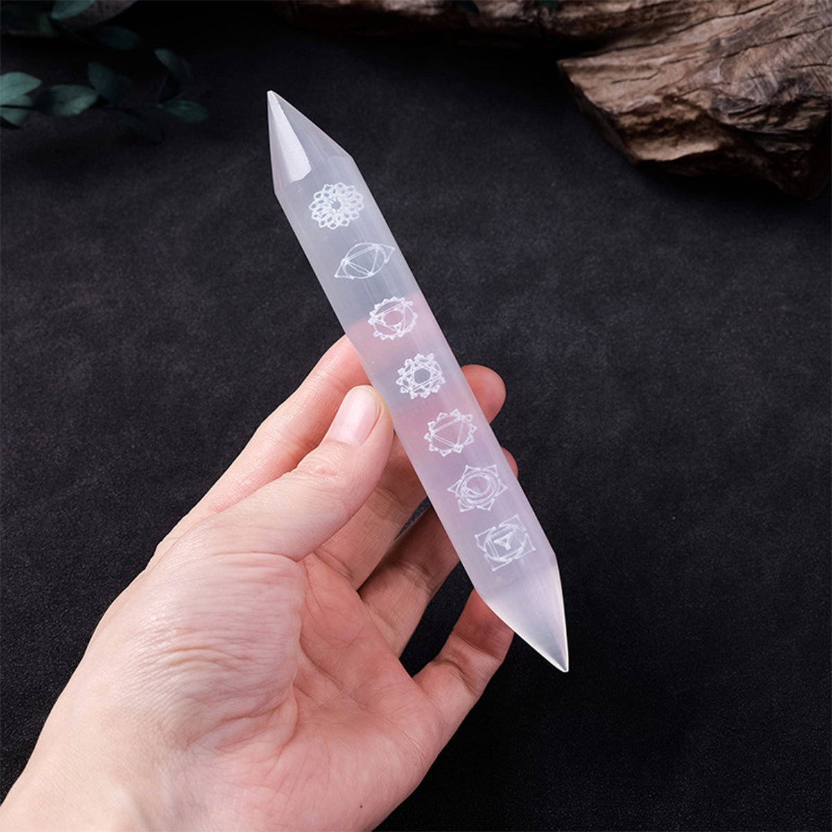 Selenite Rods Set - Cylinder, Double-Pointed & Threaded | Bracelet Stand & Home Decor