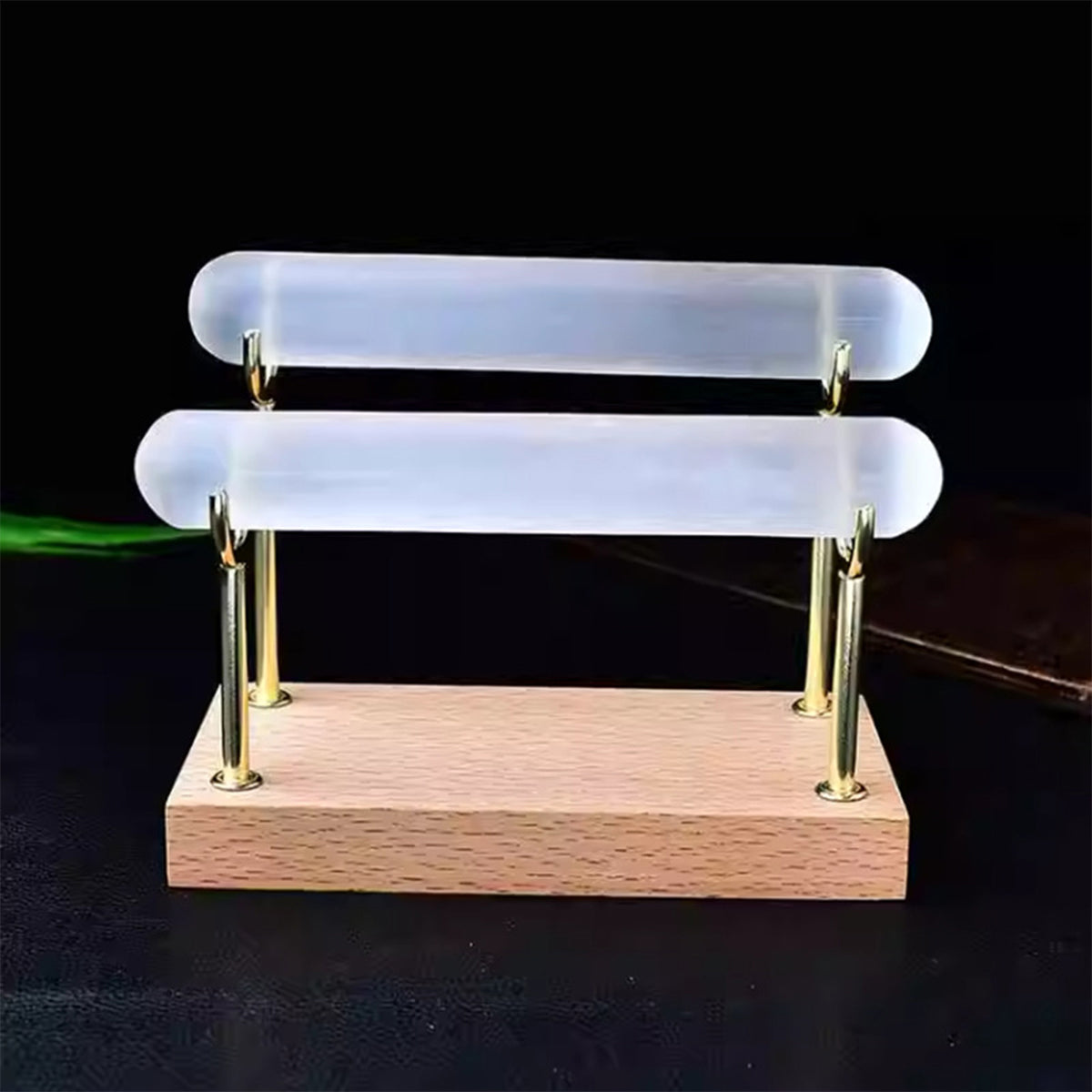 Selenite Rods Set - Cylinder, Double-Pointed & Threaded | Bracelet Stand & Home Decor