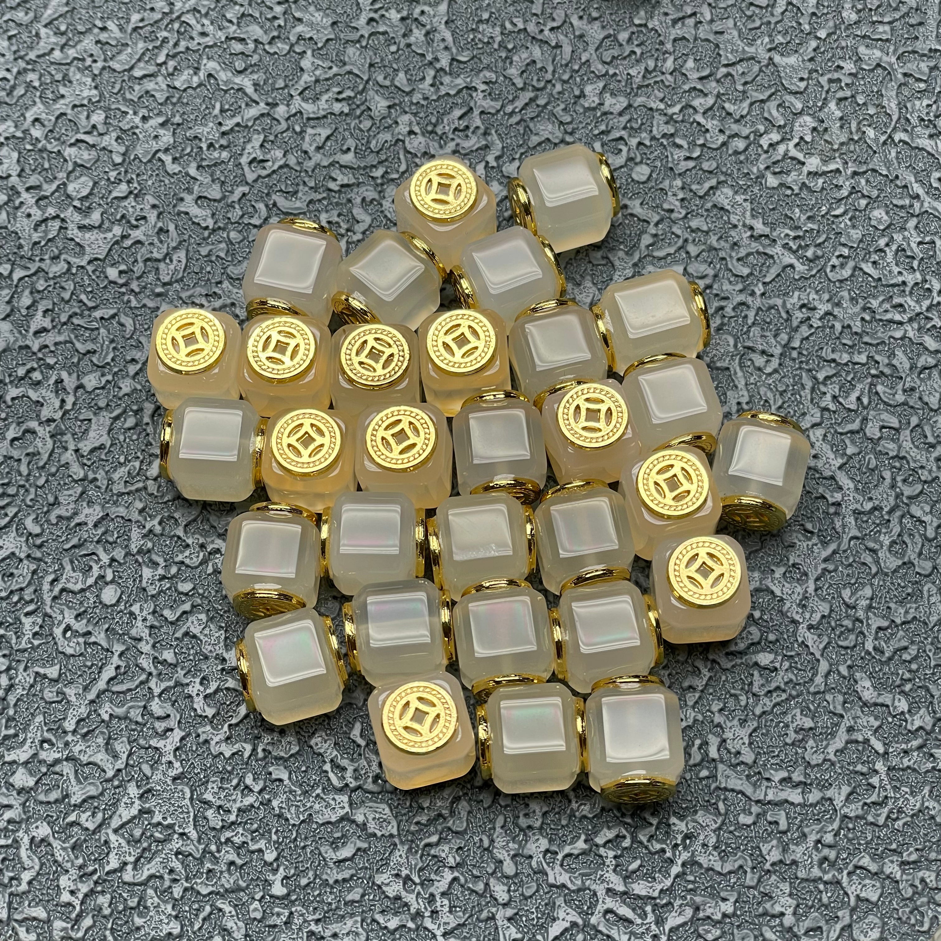 White Agate Square Charm