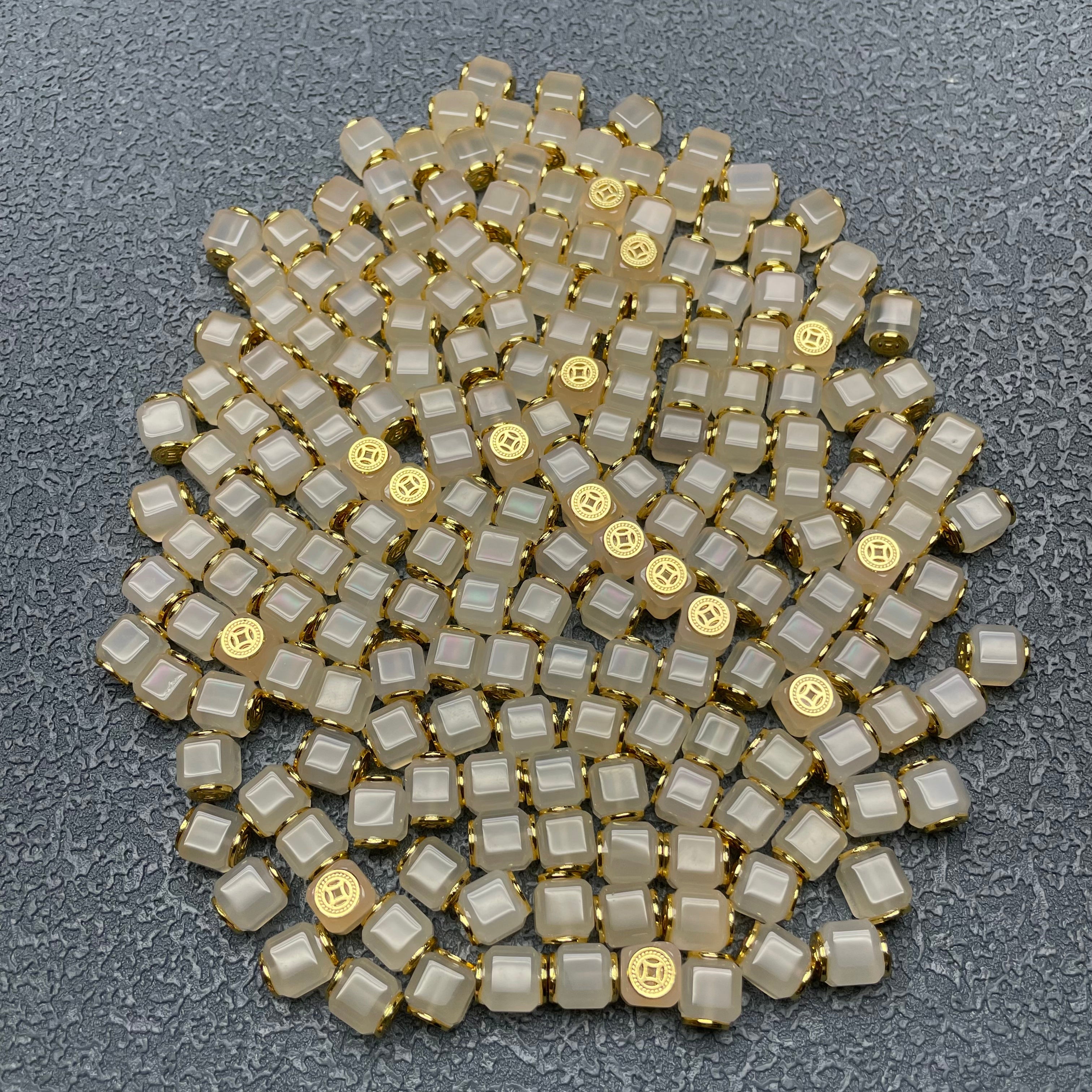 White Agate Square Charm