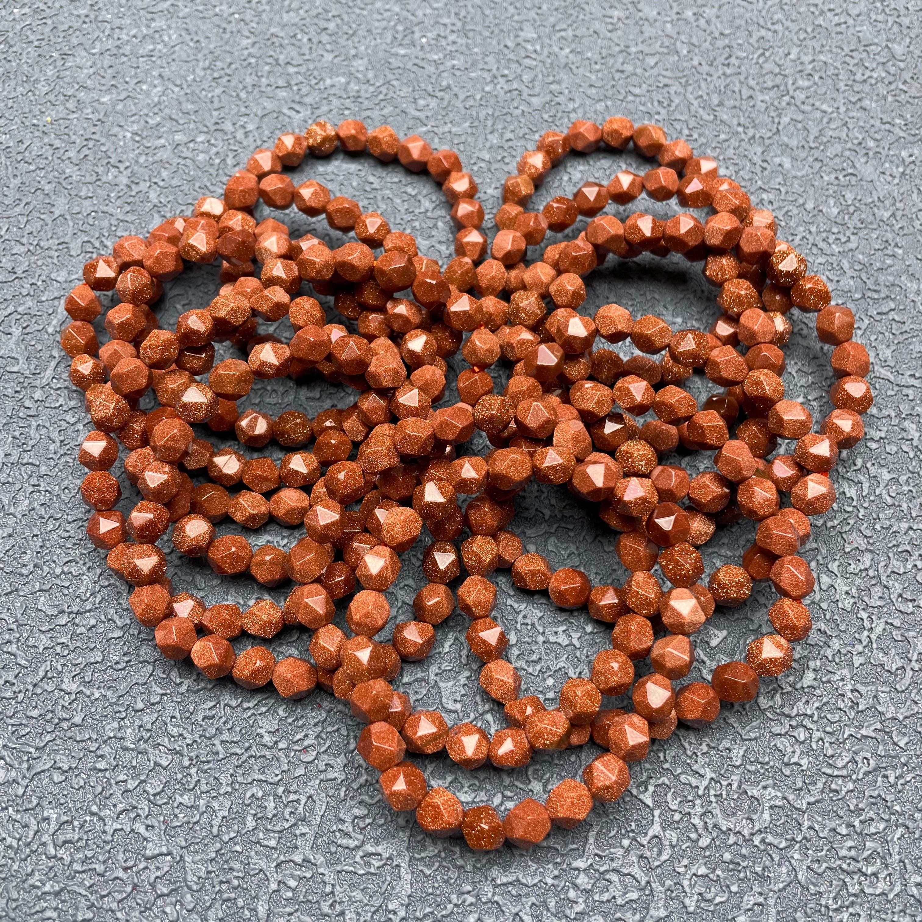 Gold sandstone faceted bracelet