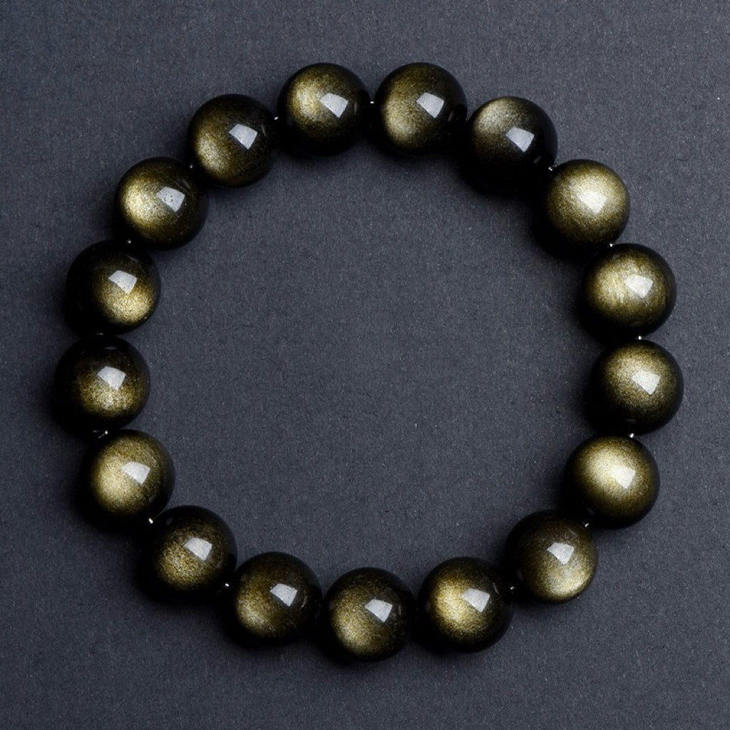 Double-eyed gold obsidian bracelet