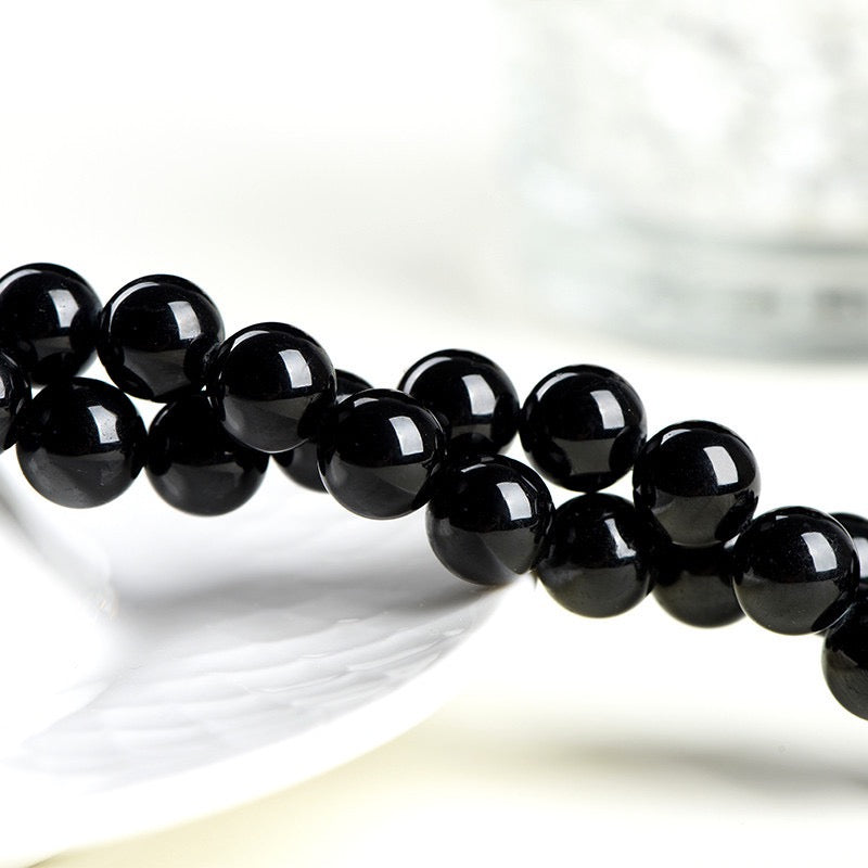 Black tourmaline long strand