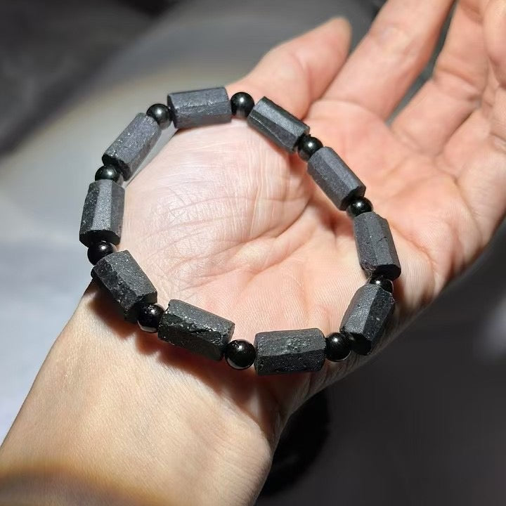 Black tourmaline raw stone bracelet