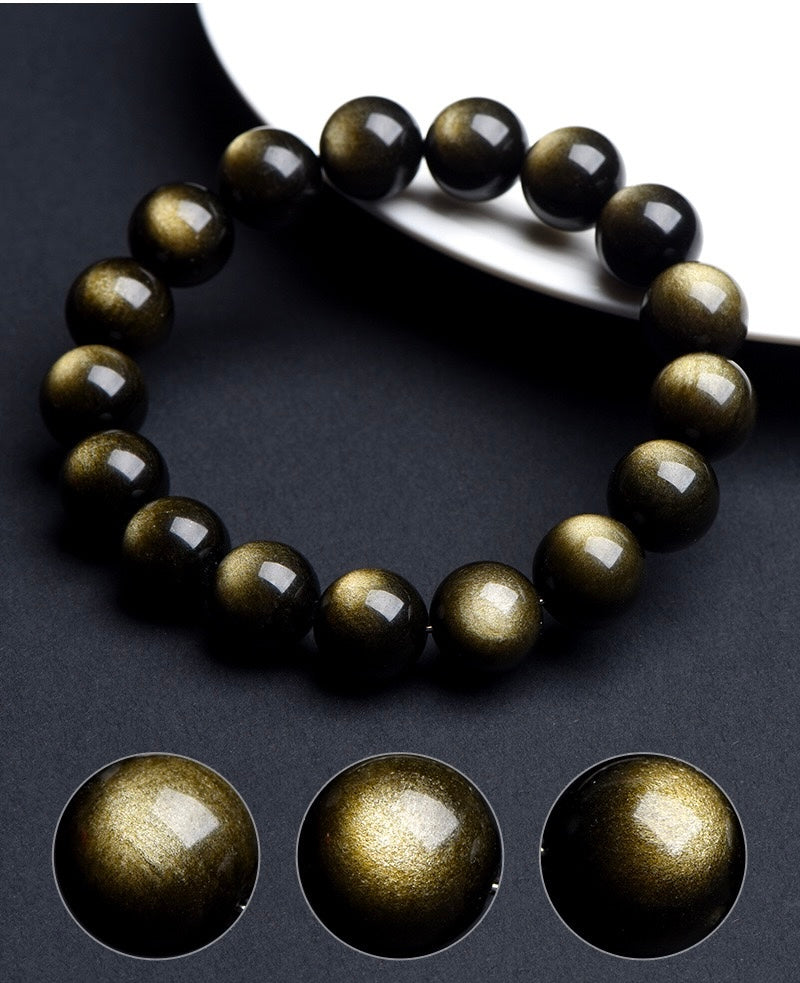 Double-eyed gold obsidian bracelet