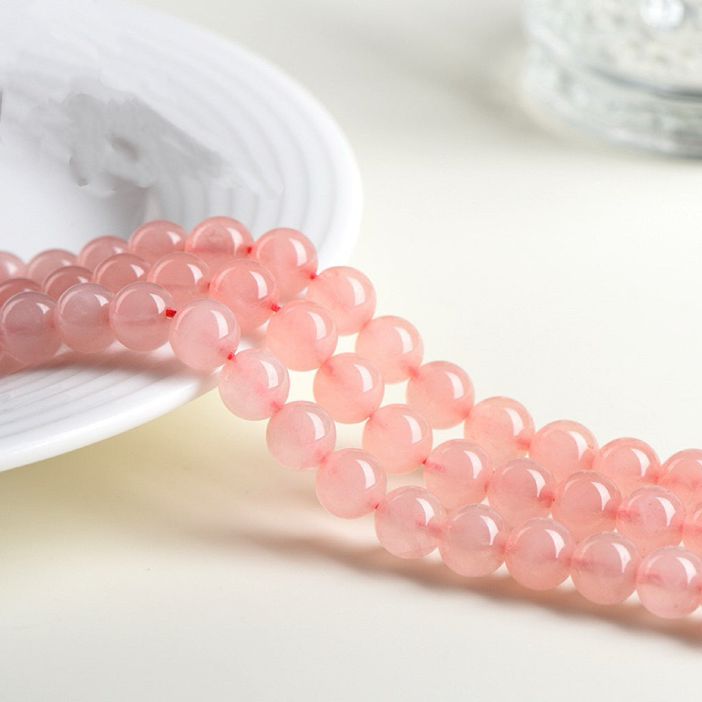 Rose Quartz Long Strand - Peach Pink