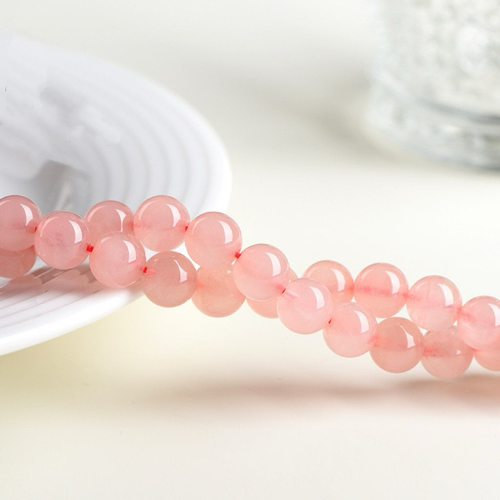 Rose Quartz Long Strand - Peach Pink