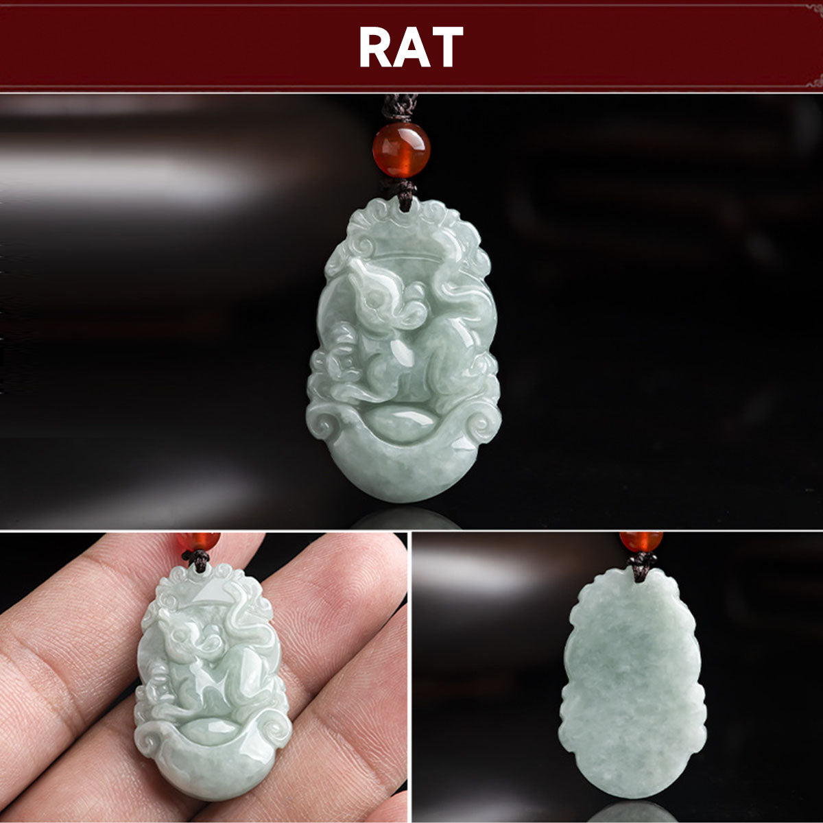 Chinese Zodiac Jade Pendant - 12 Animal Signs, Unisex Style, Natural Jade Jewelry for Daily Wear