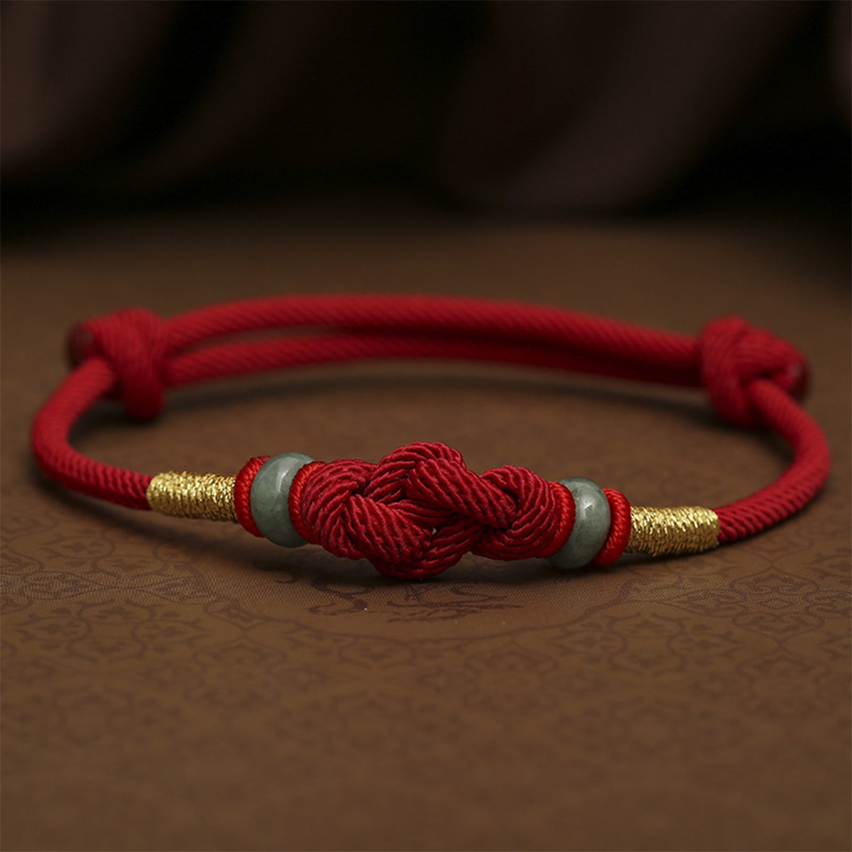 Buddha Stones Red String Jade Luck Fortune Knot Braided Couple Bracelet
