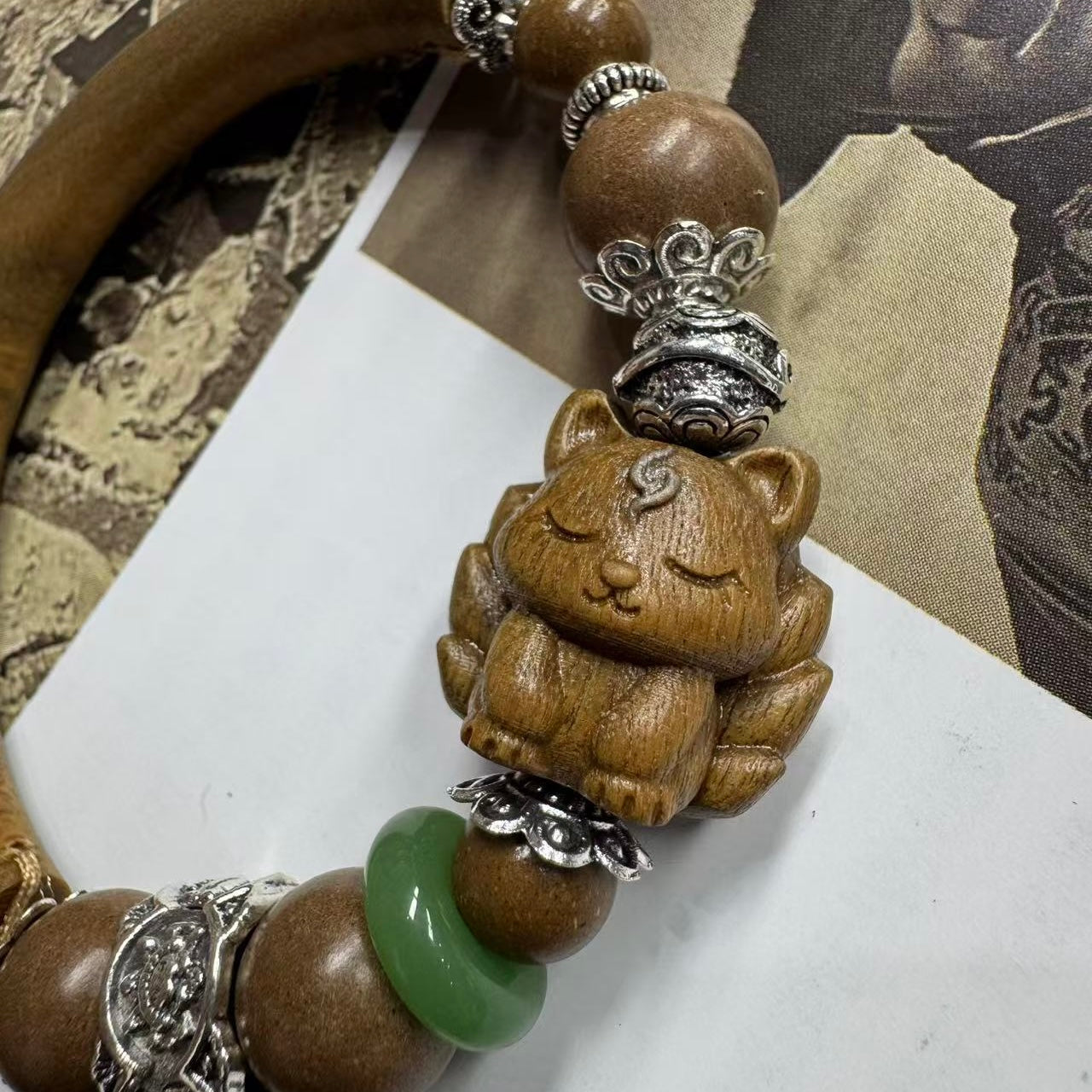 Sandalwood 9 tailed fox bangle bracelet