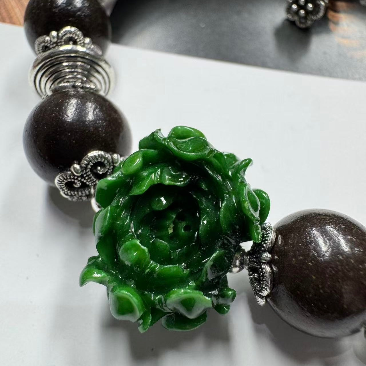 Sandalwood flower and butterfly bangle bracelet