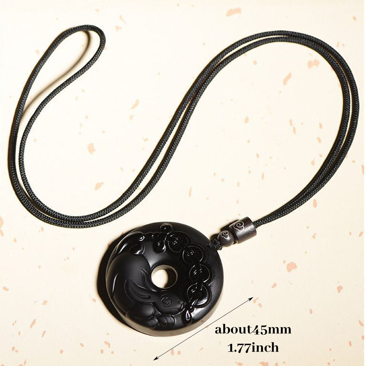 Obsidian Chinese Zodiac Peace Buckle Pendant - Unisex Style, Suitable for People Born in the Year of the Snake (Benmingnian) Necklace Pendant