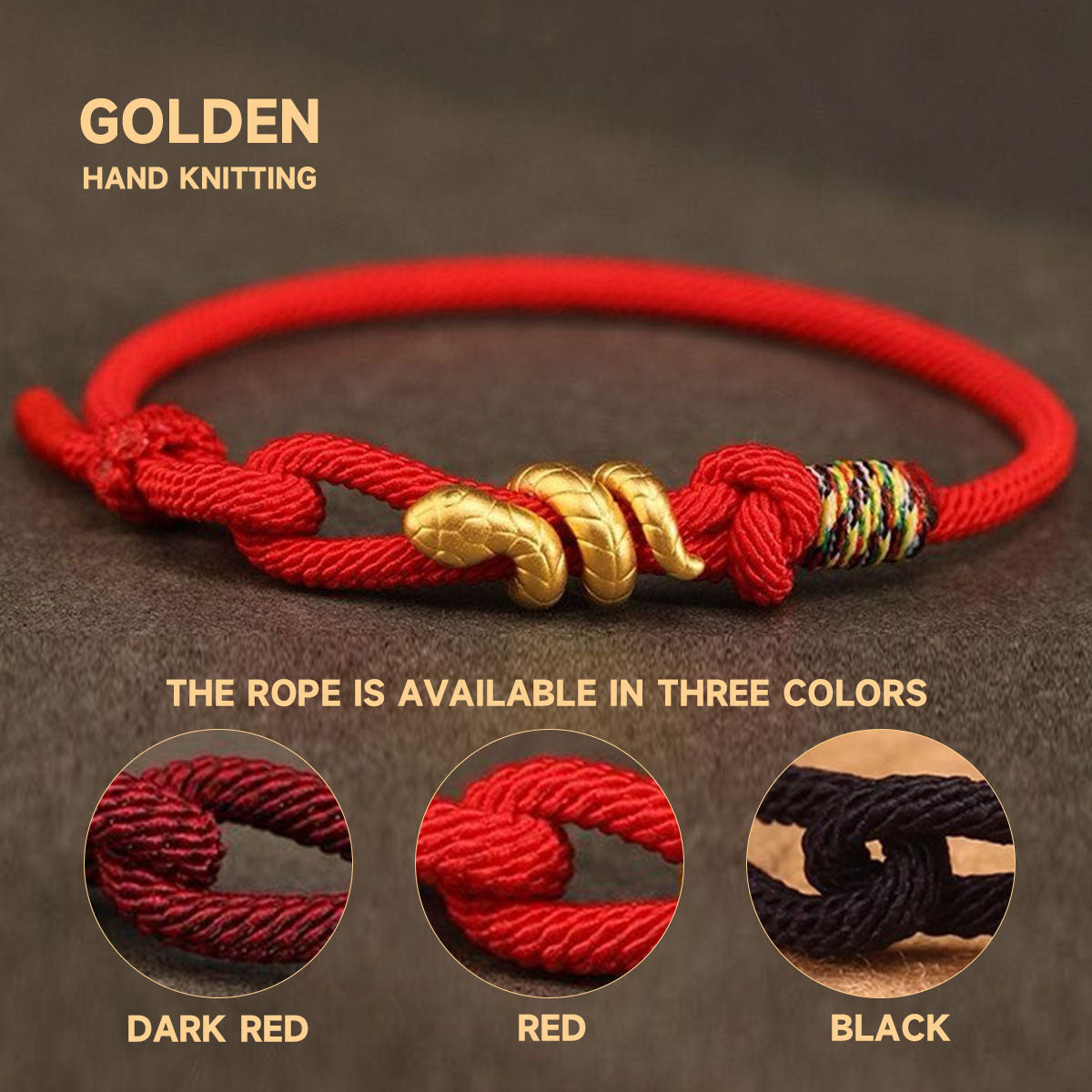 Snake Charm Bracelet - Red/Black Cord | Minimalist & Symbolic Hand Jewelry