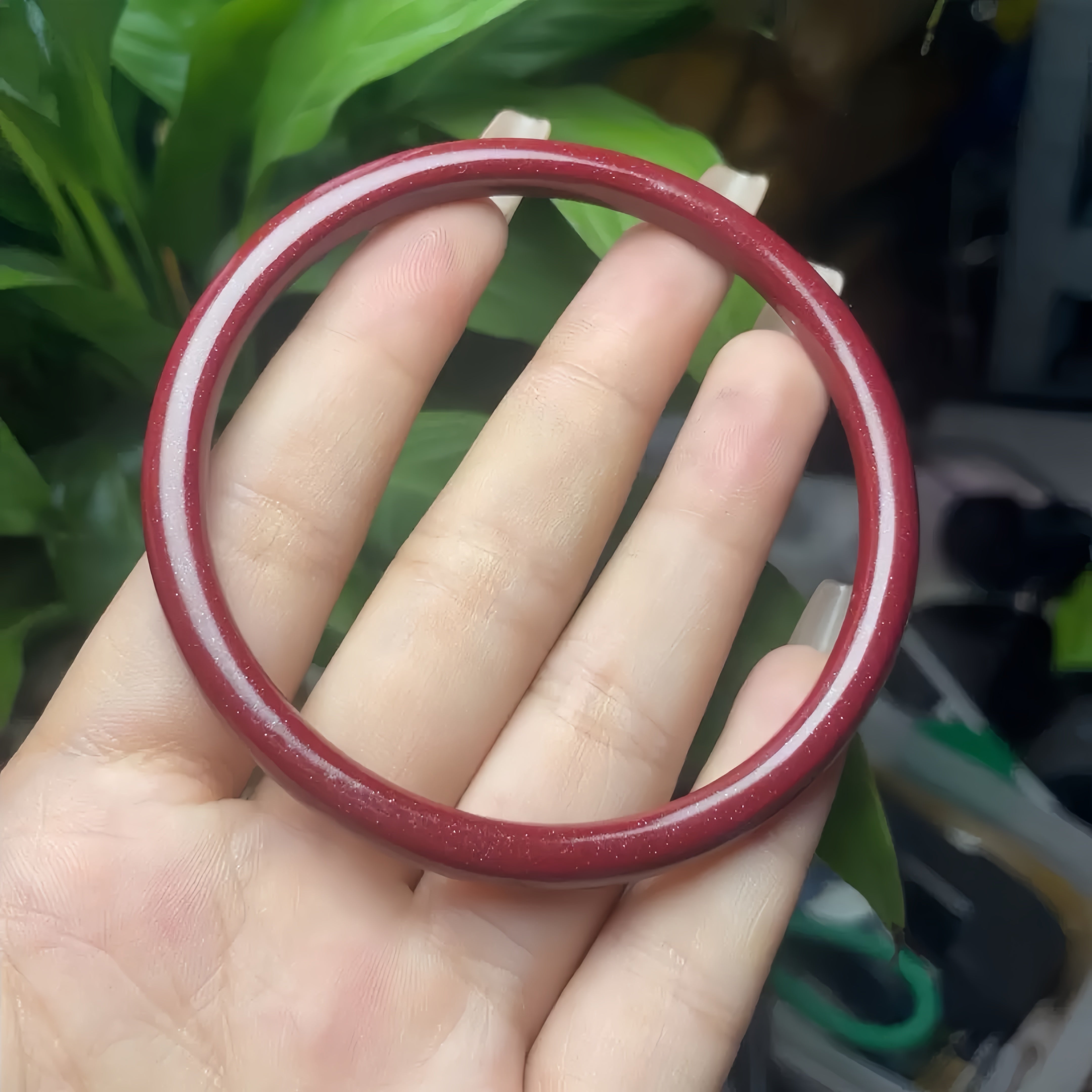 Cinnabar Dingdang Bangle – Dainty Red Cinnabar Bracelet with Chiming Charm & Blessings