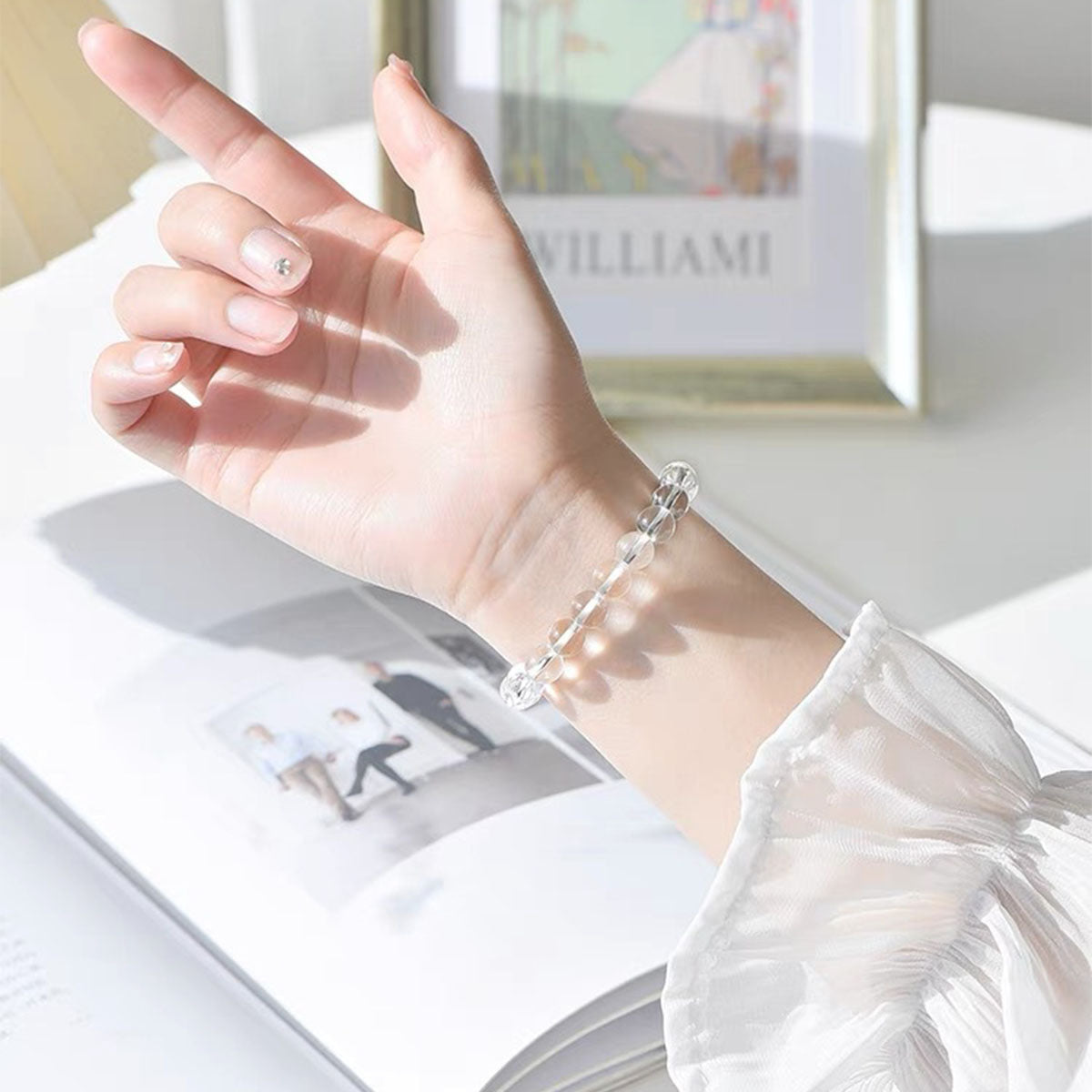 Natural Clear Quartz Bracelet - Genuine White Crystal Jewelry for Daily Wear, Promotes Clarity & Positive Energy