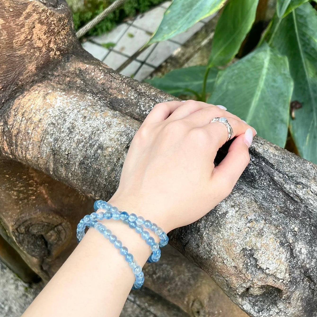 Natural Aquamarine Triple-Strand Bracelet, 6mm Minimalist Style, Clear Sea-Blue Color, Elegant & Versatile, Brightening & Whitening Effect, High-Frequency Energy Crystal Bracelet