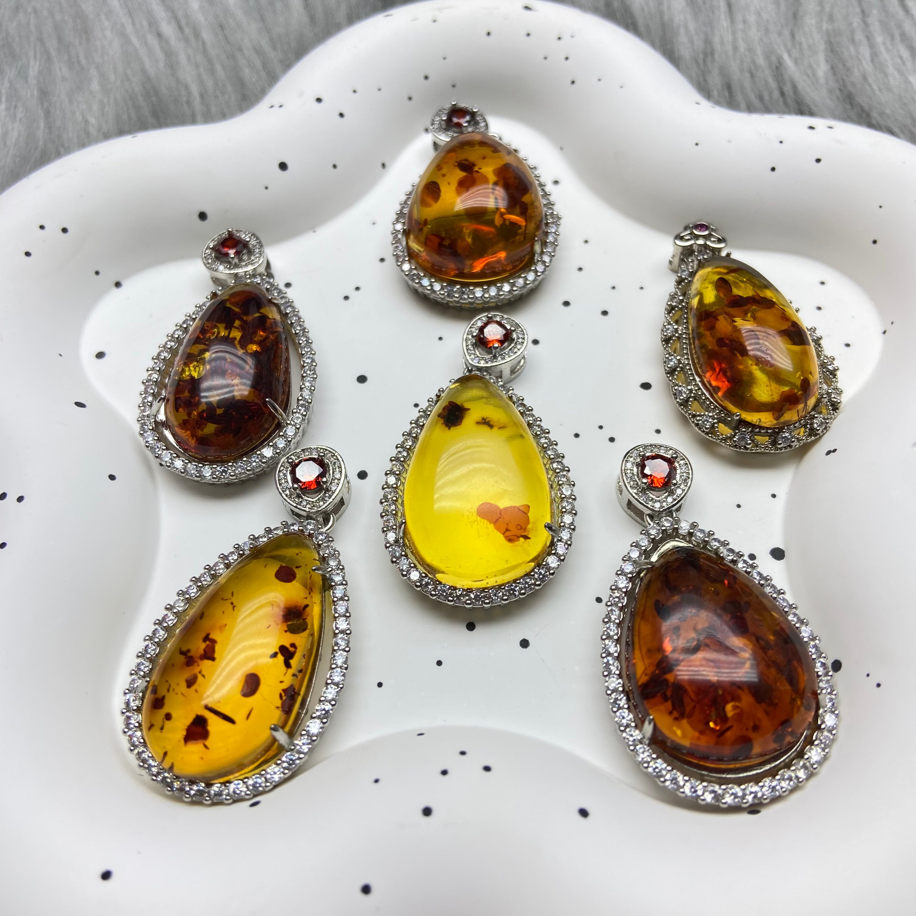 Natural Amber Water Drop Pendant