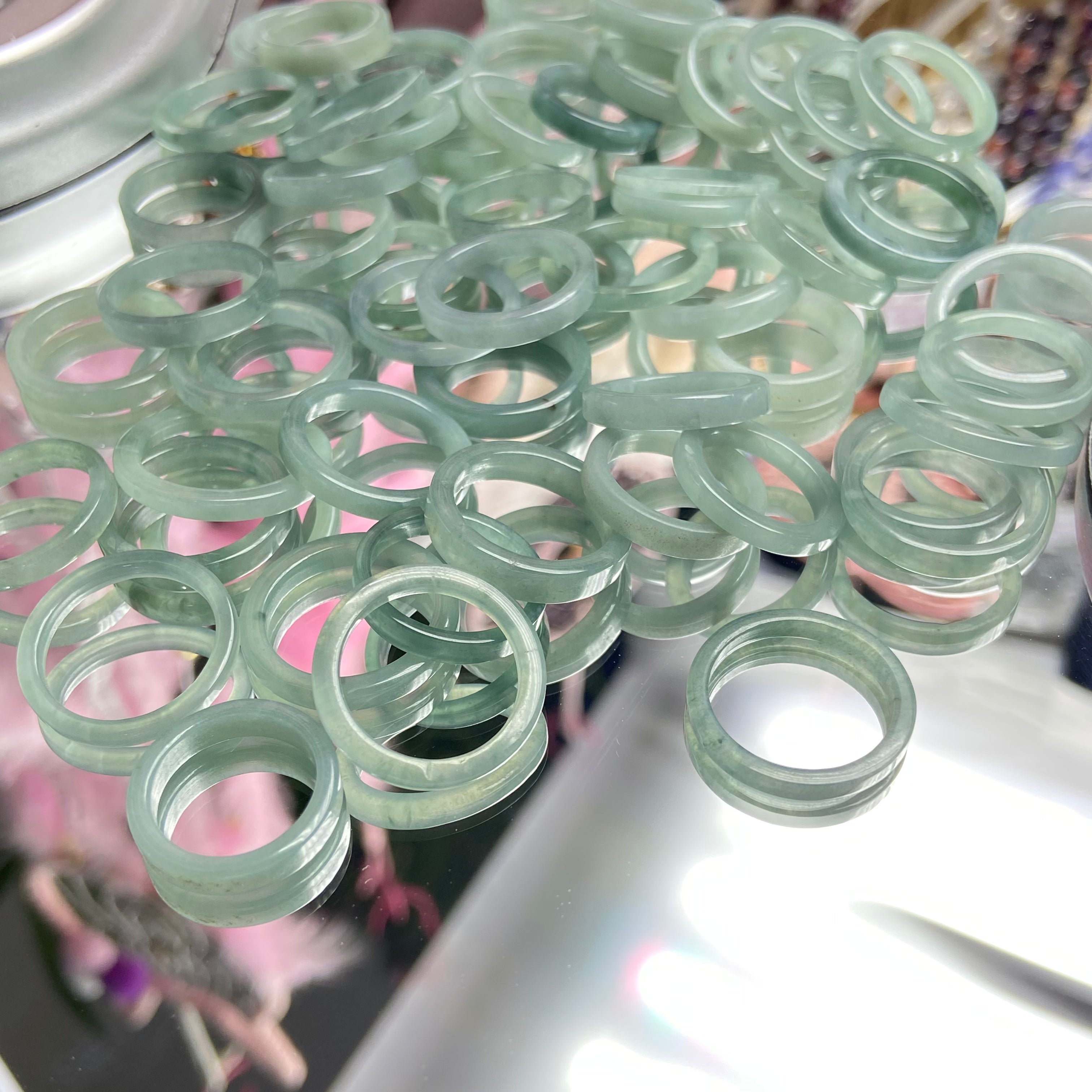 Jade Ring Genuine jade, simple and elegant. Sizes: US 3 – 5 available. Brings peace, luck and good energy. Perfect for daily wear.