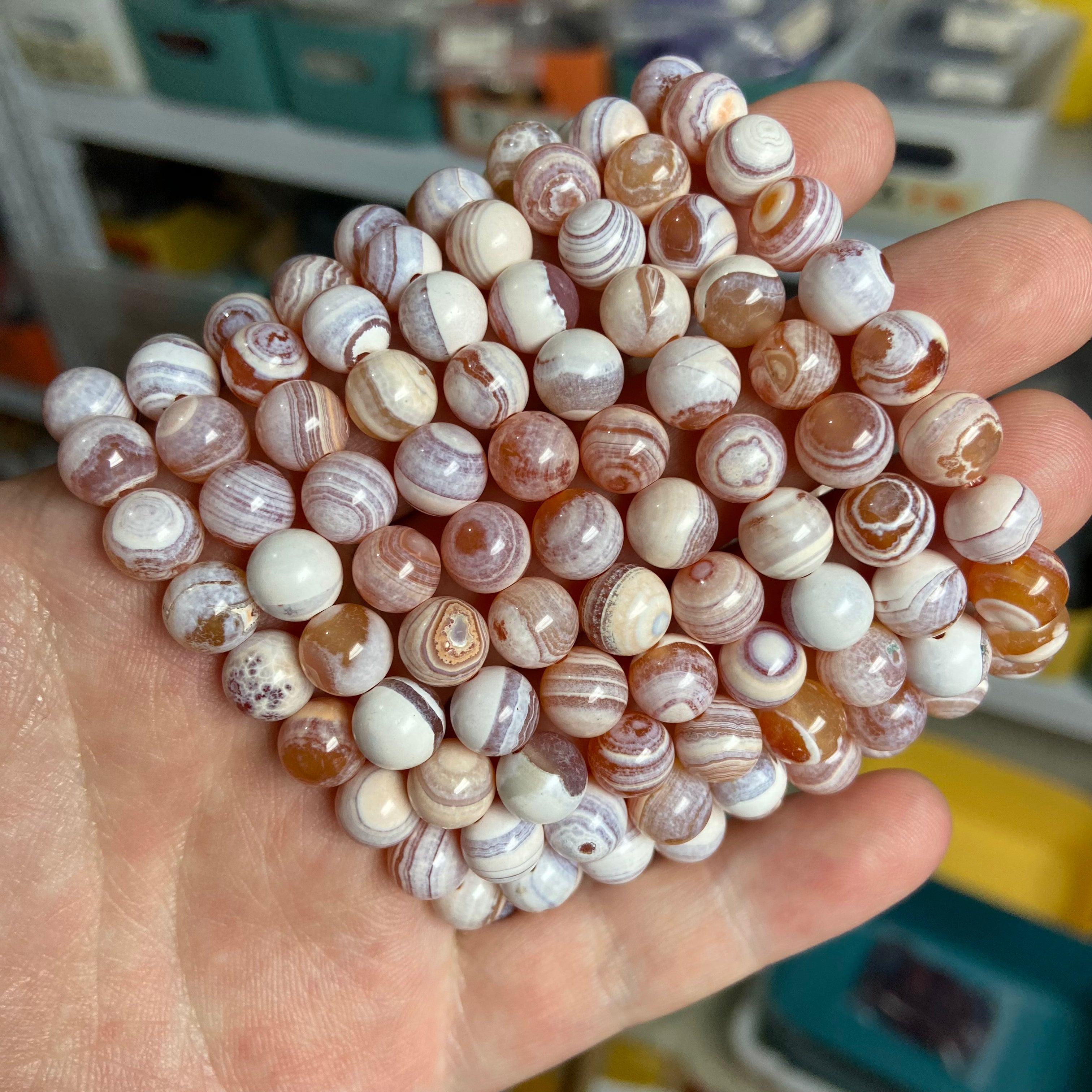 Medicine Buddha Agate Bead Bracelet - 8mm Round Beads Handcrafted Spiritual Jewelry