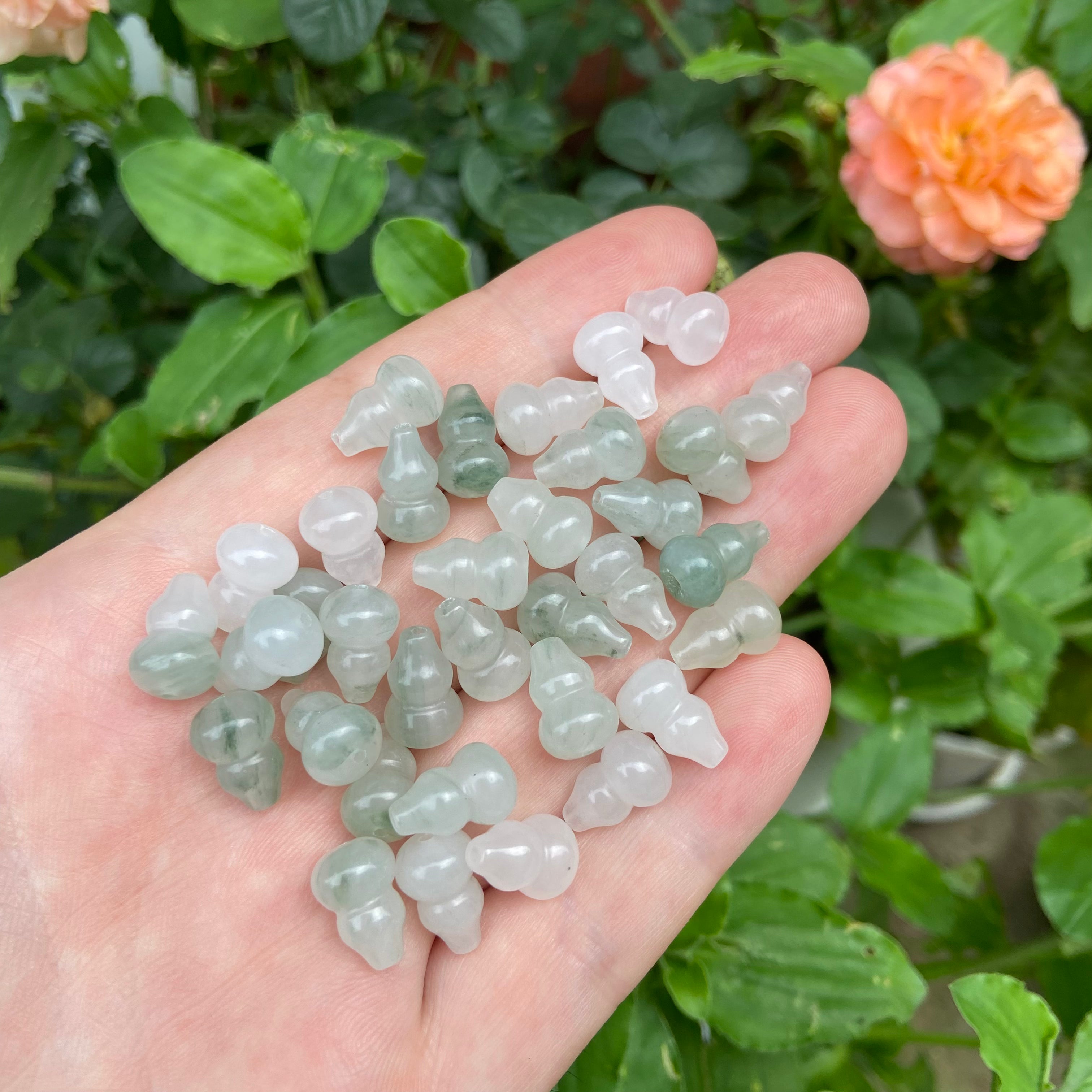 Natural Tianshan Jade Gourd Through Hole Spacer Bead DIY Bracelet Necklace Jewelry Making Accessories