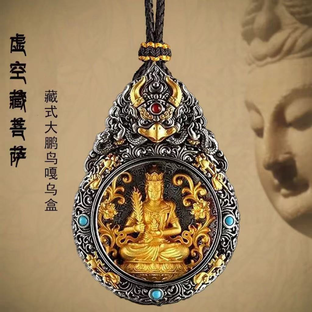 Thousand Eight Great Guardian Deities & Prayer Wheel Zodiac Pendant - Handcrafted Spiritual Jewelry
