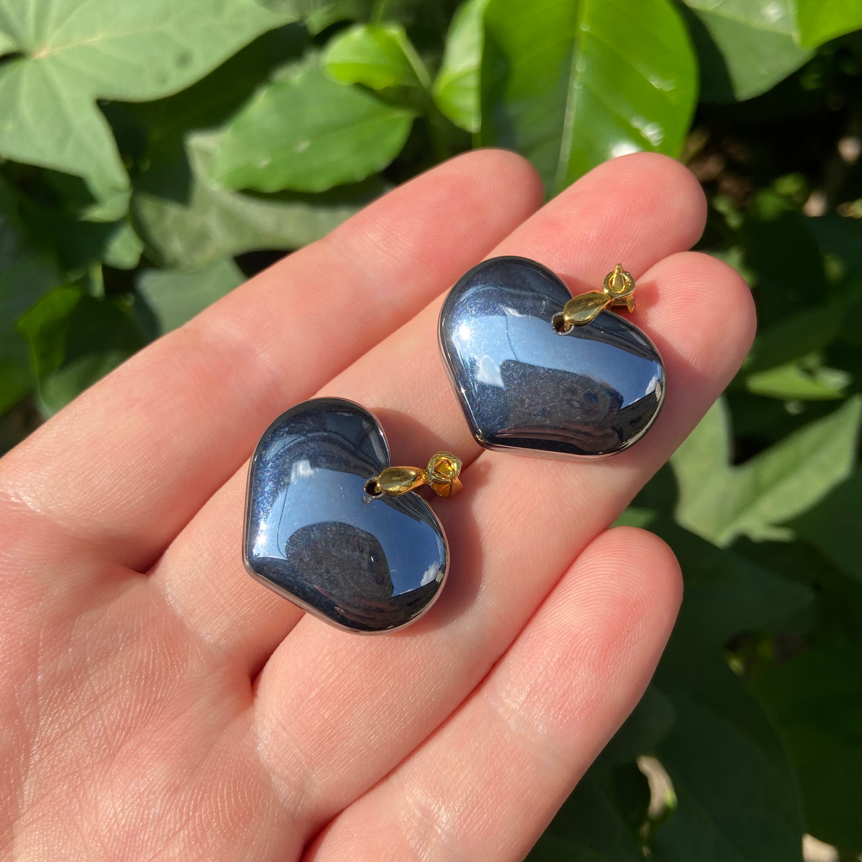 Terahertz Stone Heart Shape Pendant Energy Stone DIY Bracelet Necklace Jewelry Making Accessories