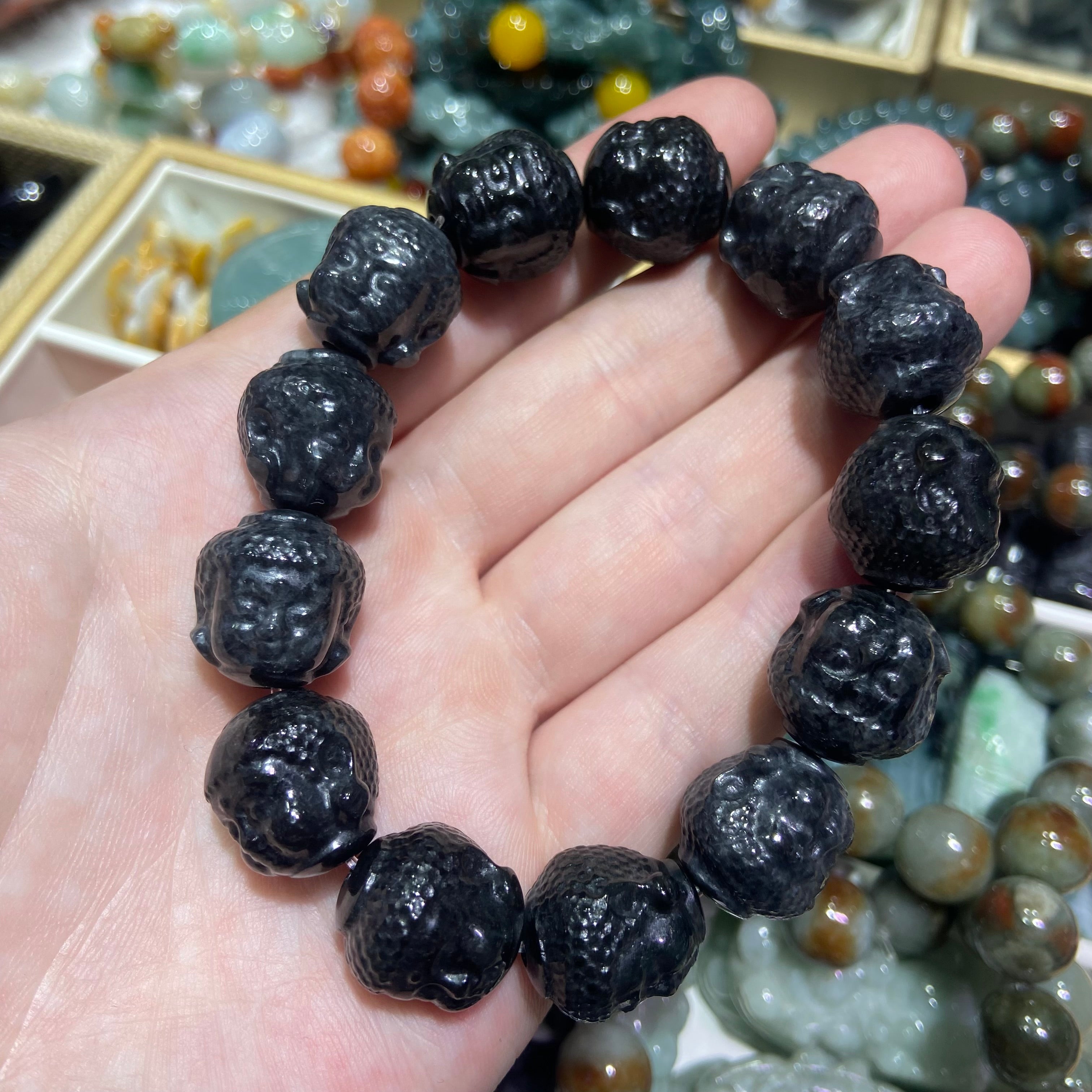 Black Jade Buddha Head Bracelet