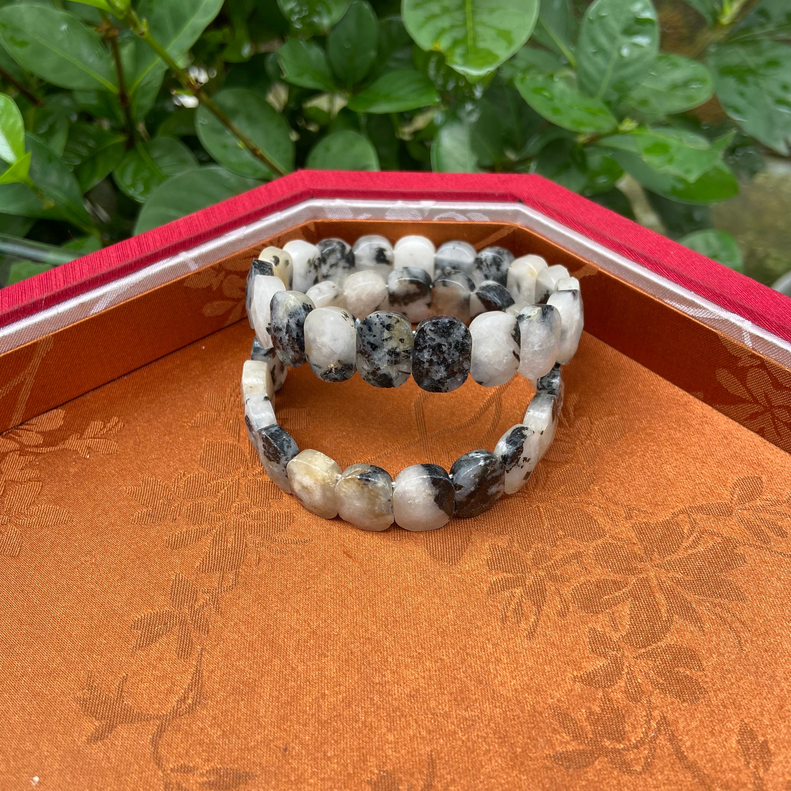 Natural Black Rutilated Quartz Bangle Bracelet - Handcrafted Gemstone Jewelry with Shiny Black Needles