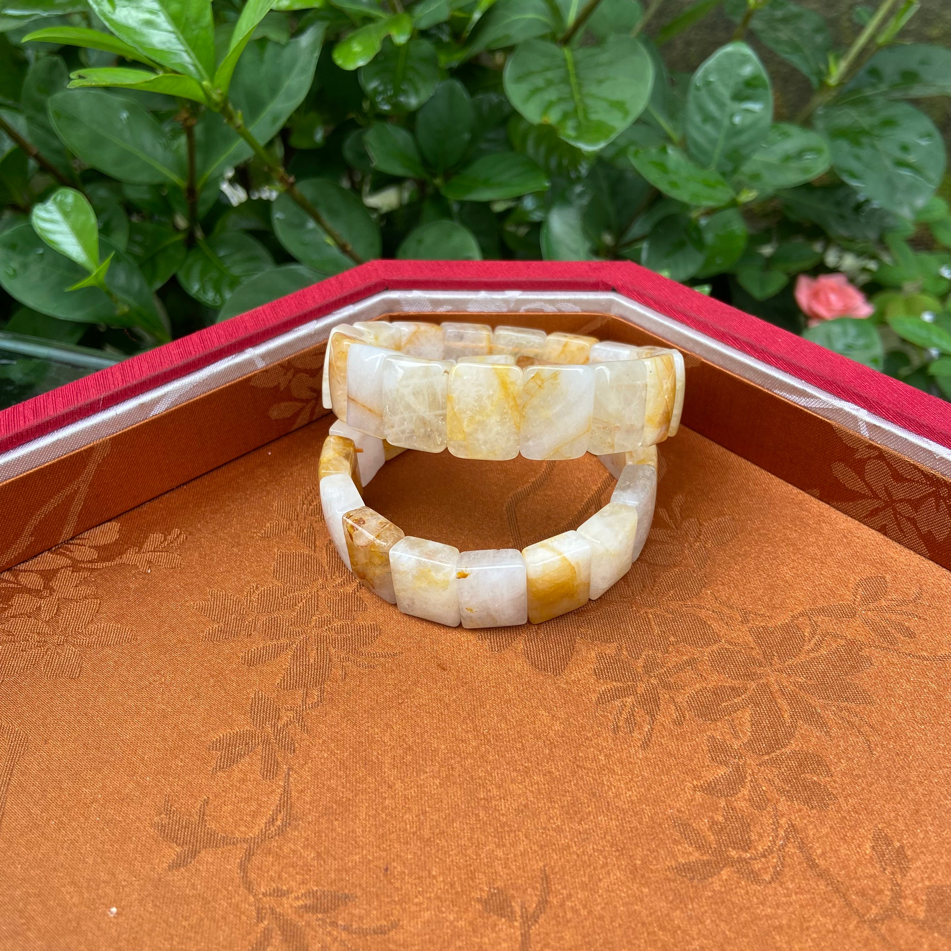 Natural Golden Healder Bangle Bracelet - Handcrafted Gemstone Jewelry with Warm Golden Glow