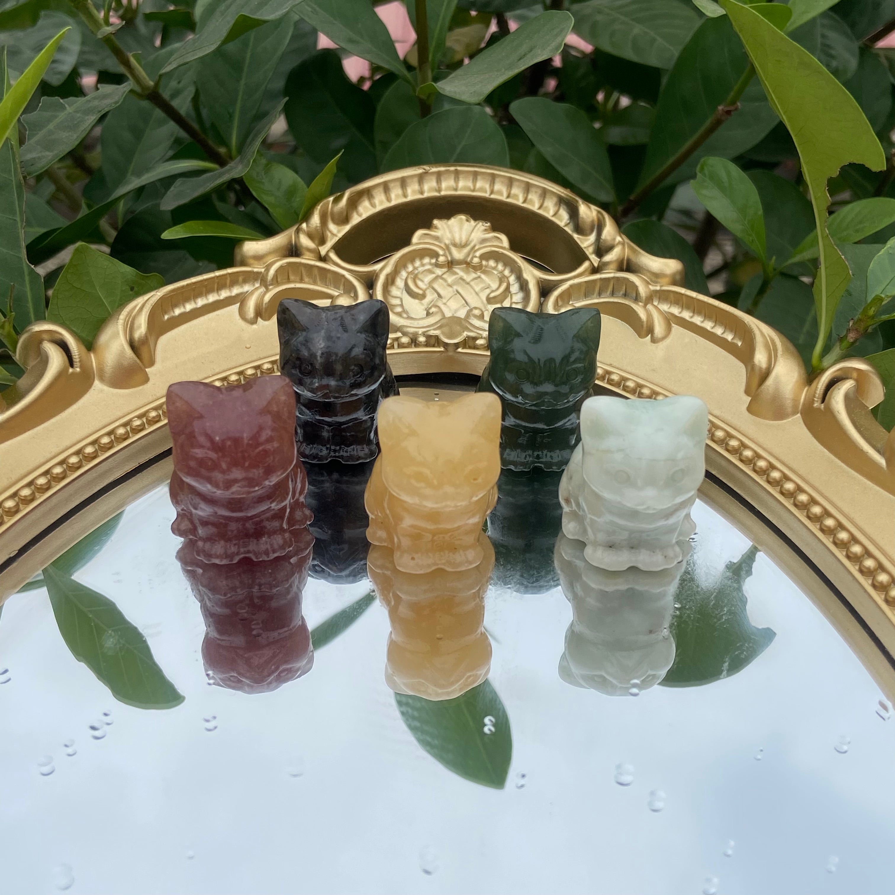 3cm Tiny Cat Sculpture, Genuine Crystal Carving, Cute Kitty Figurine for Home Desk Decor