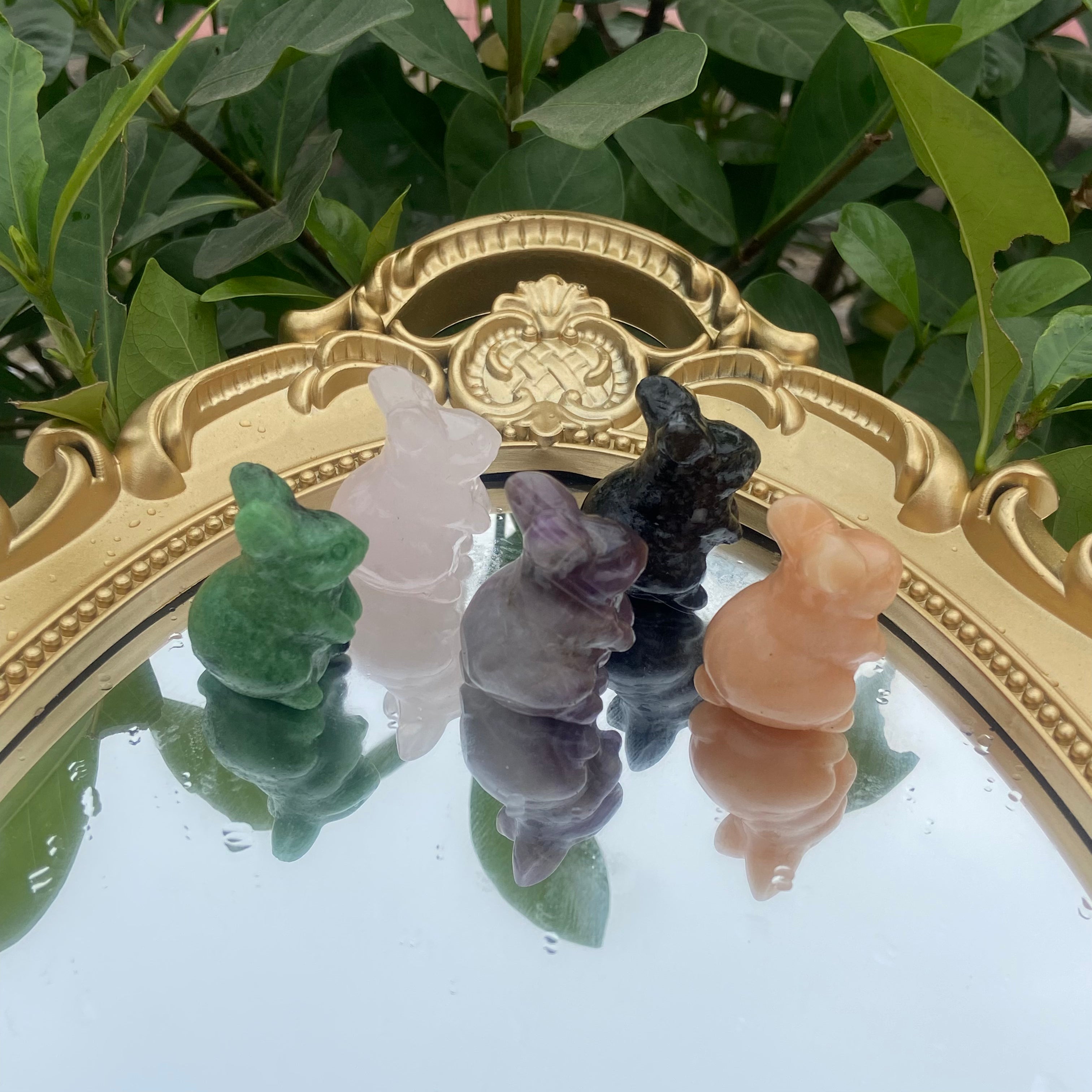 3cm Tiny Bunny Sculpture, Genuine Crystal Carving, Cute Rabbit Figurine for Home Desk Decor