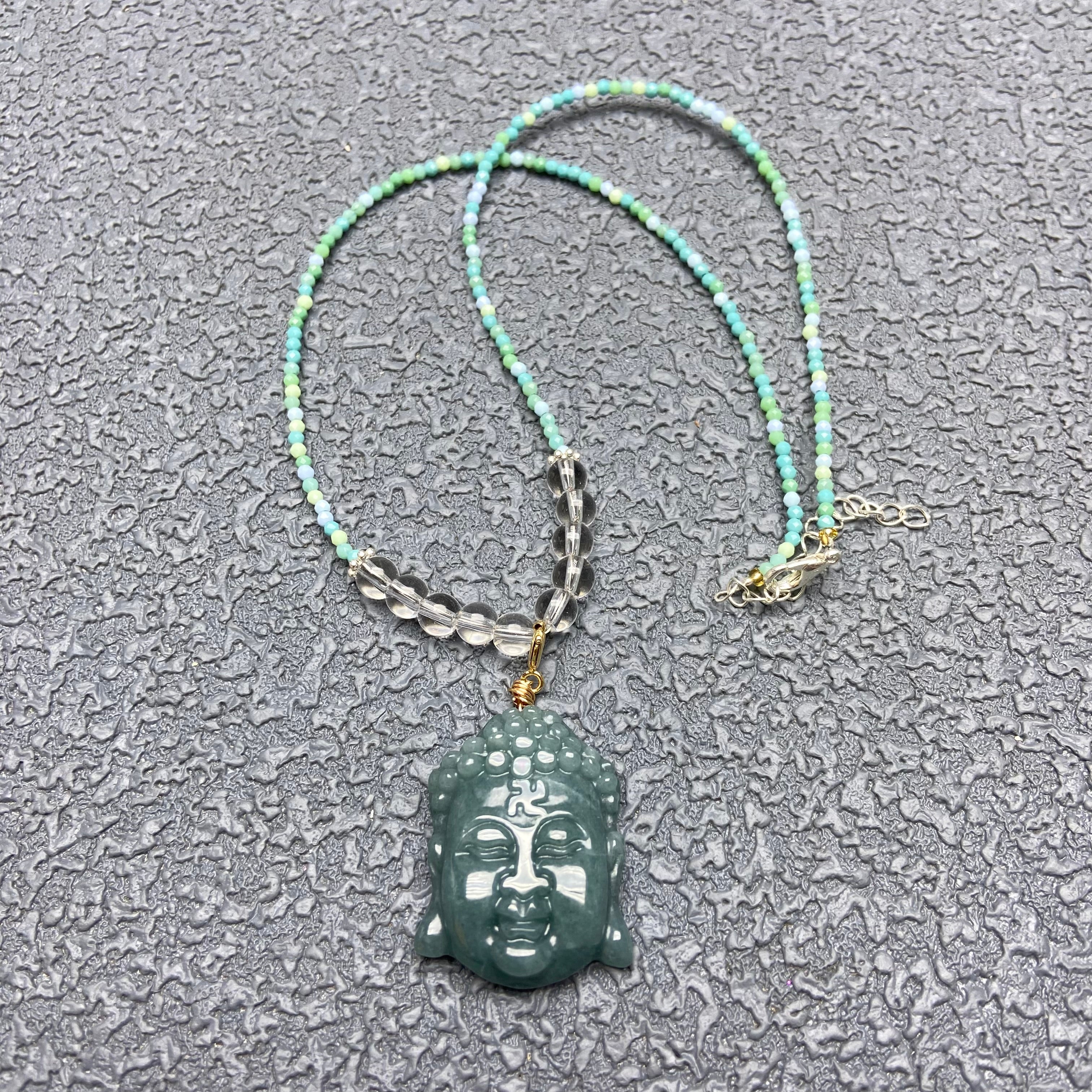 Burma jade buddha head pendant