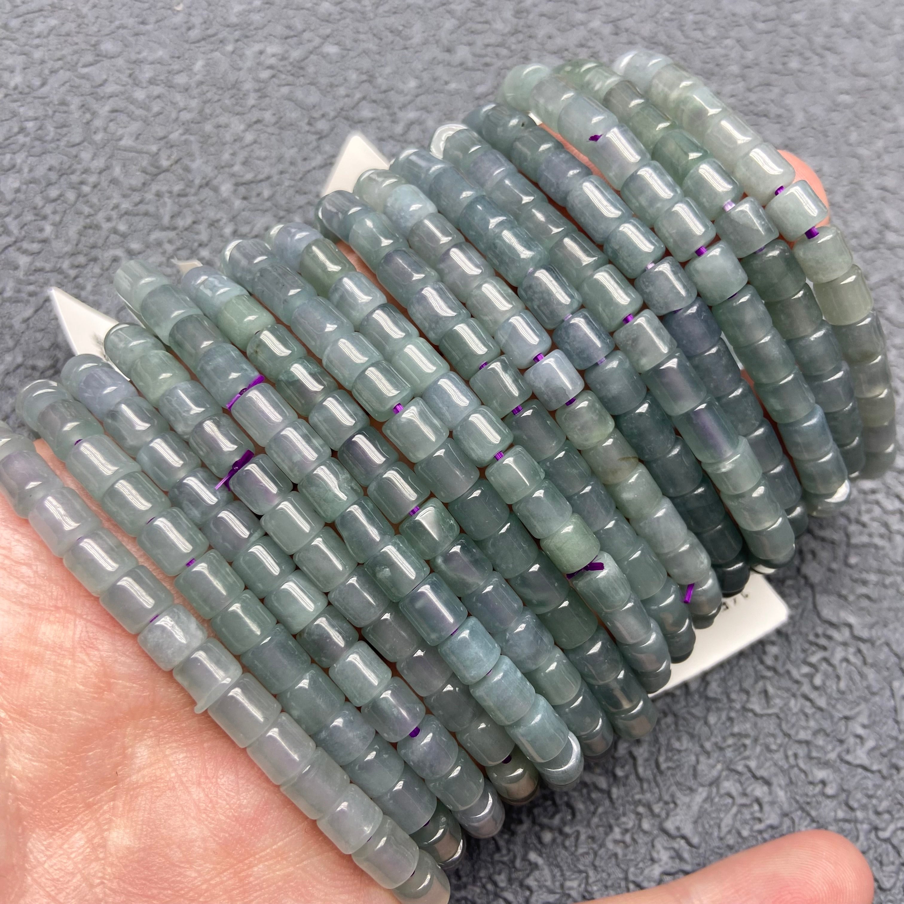 Burma jade tube bracelet