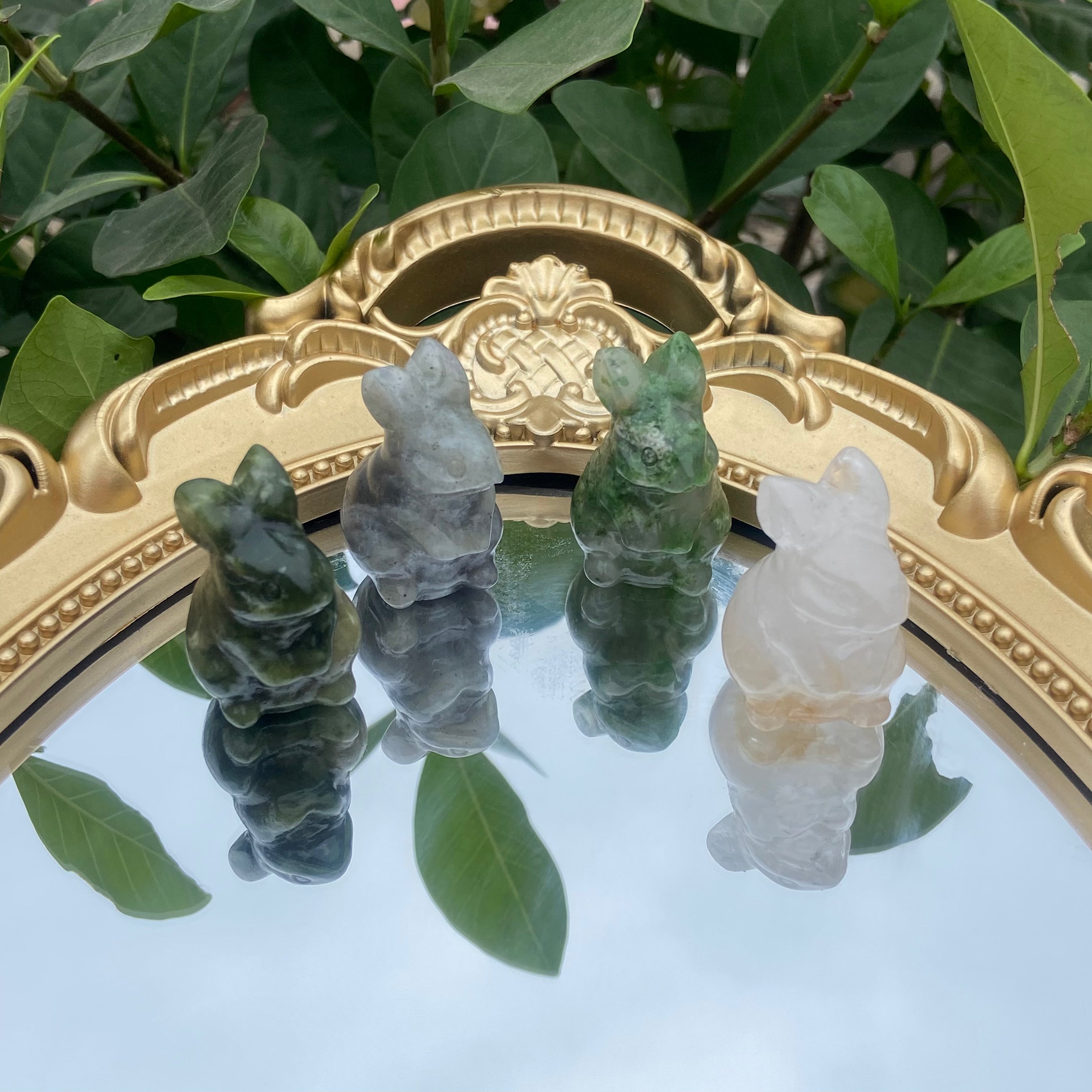 3cm Tiny Bunny Sculpture, Genuine Crystal Carving, Cute Rabbit Figurine for Home Desk Decor