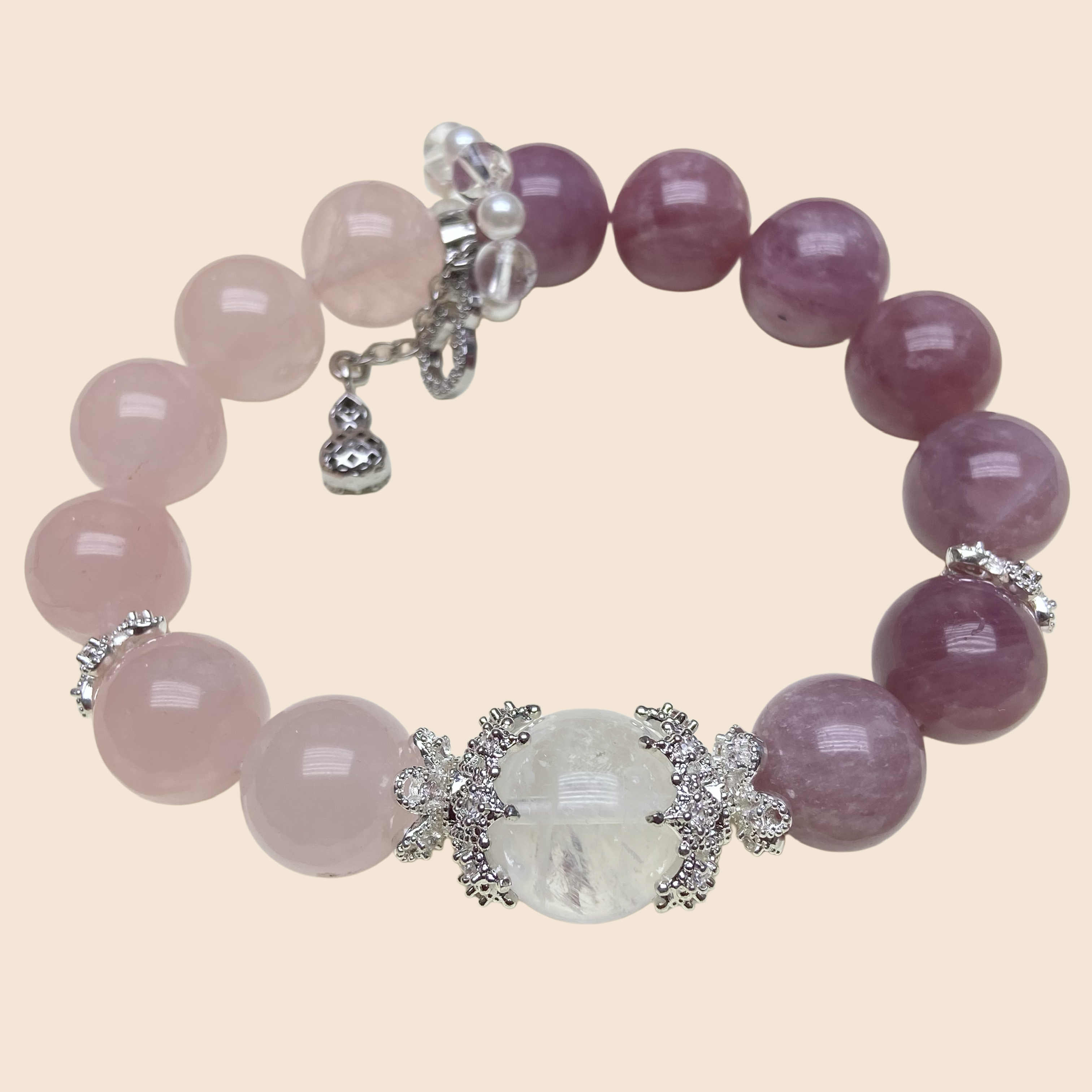 DIY Natural Crystal Bracelet – Love & Relationship Collection | Rose Quartz Strawberry Moonstone Mix | One-of-a-Kind & Custom Batch Available