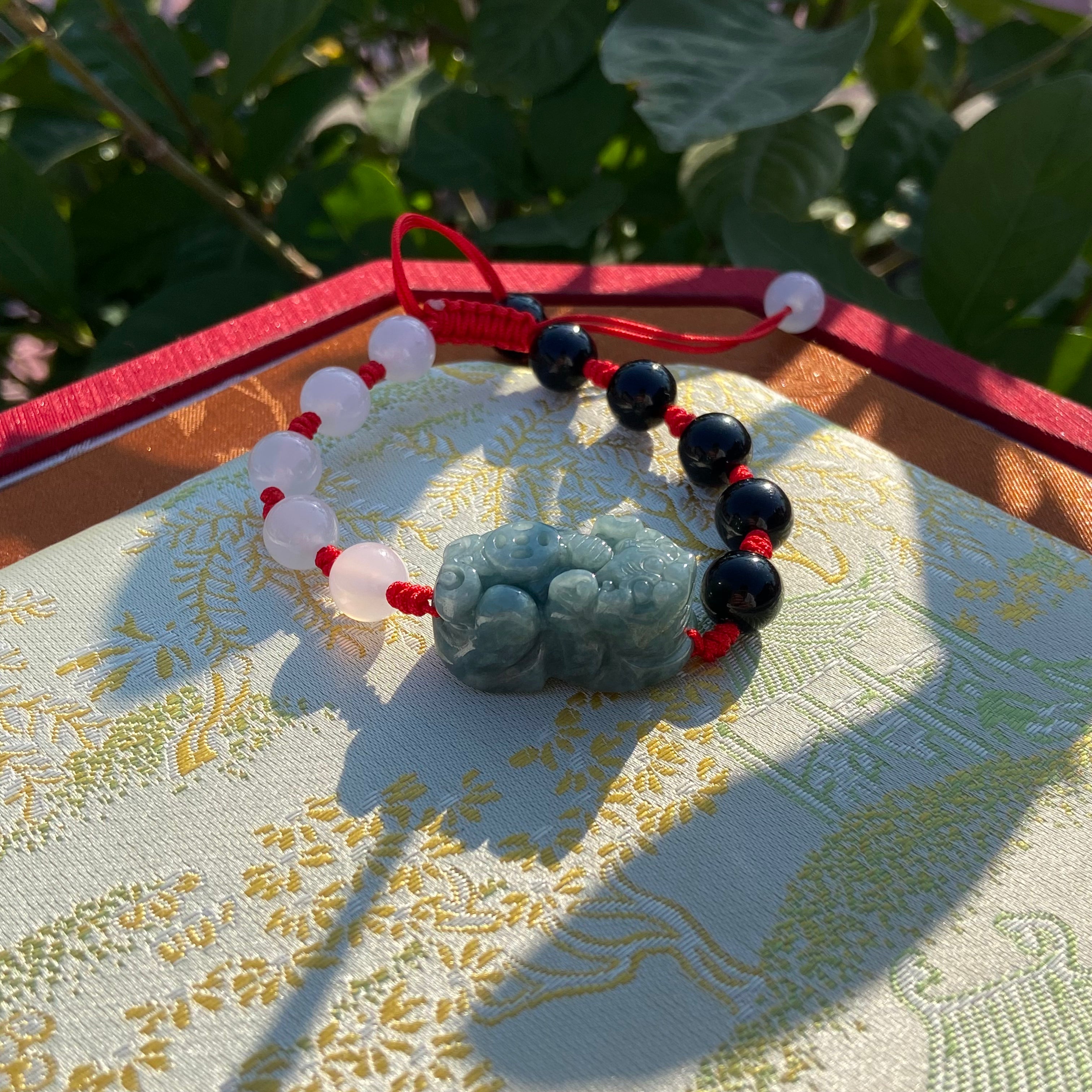 Jade Pixiu Handcrafted Braided Bracelet - Spiritual Feng Shui Accessory for Luck Enhancement
