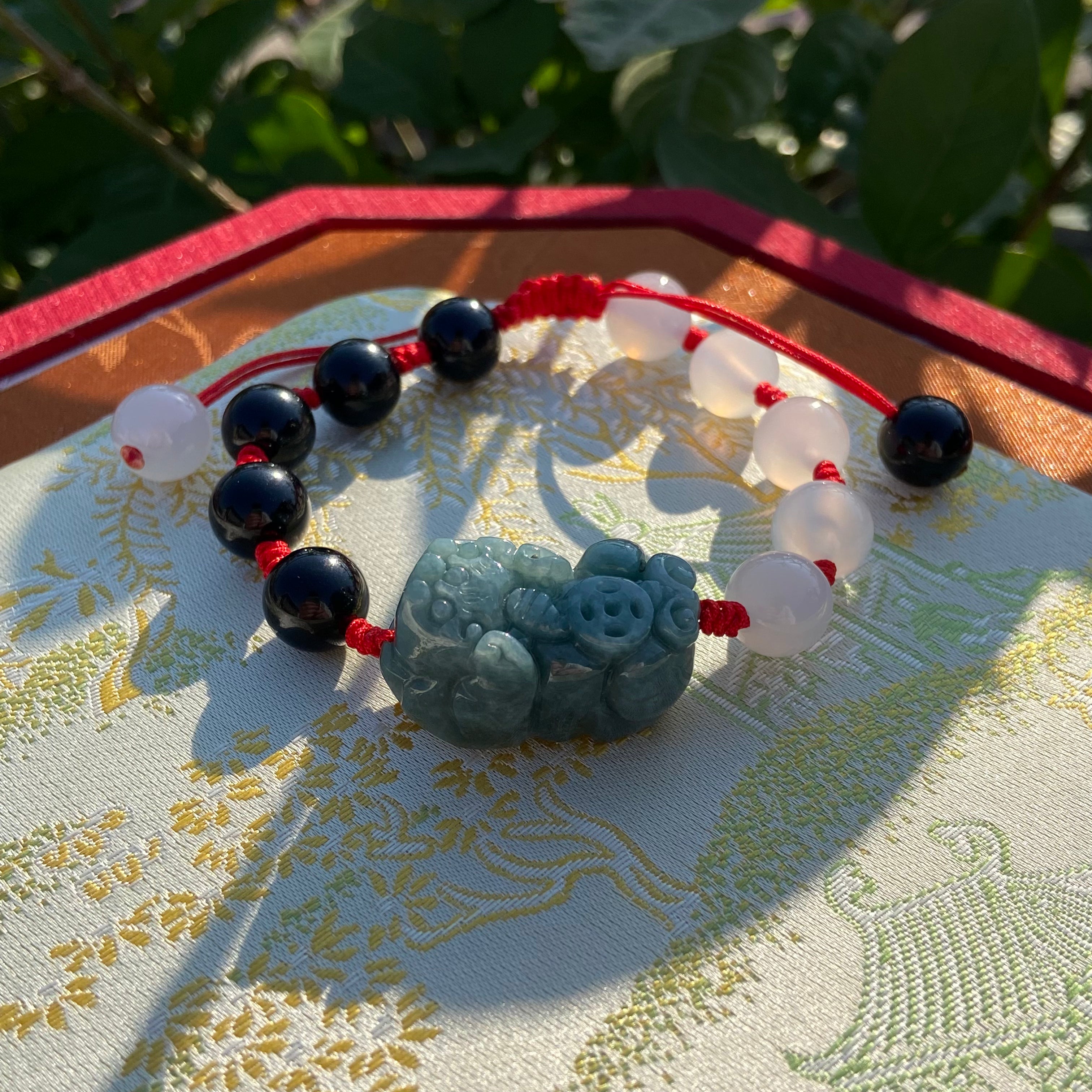 Jade Pixiu Handcrafted Braided Bracelet - Spiritual Feng Shui Accessory for Luck Enhancement