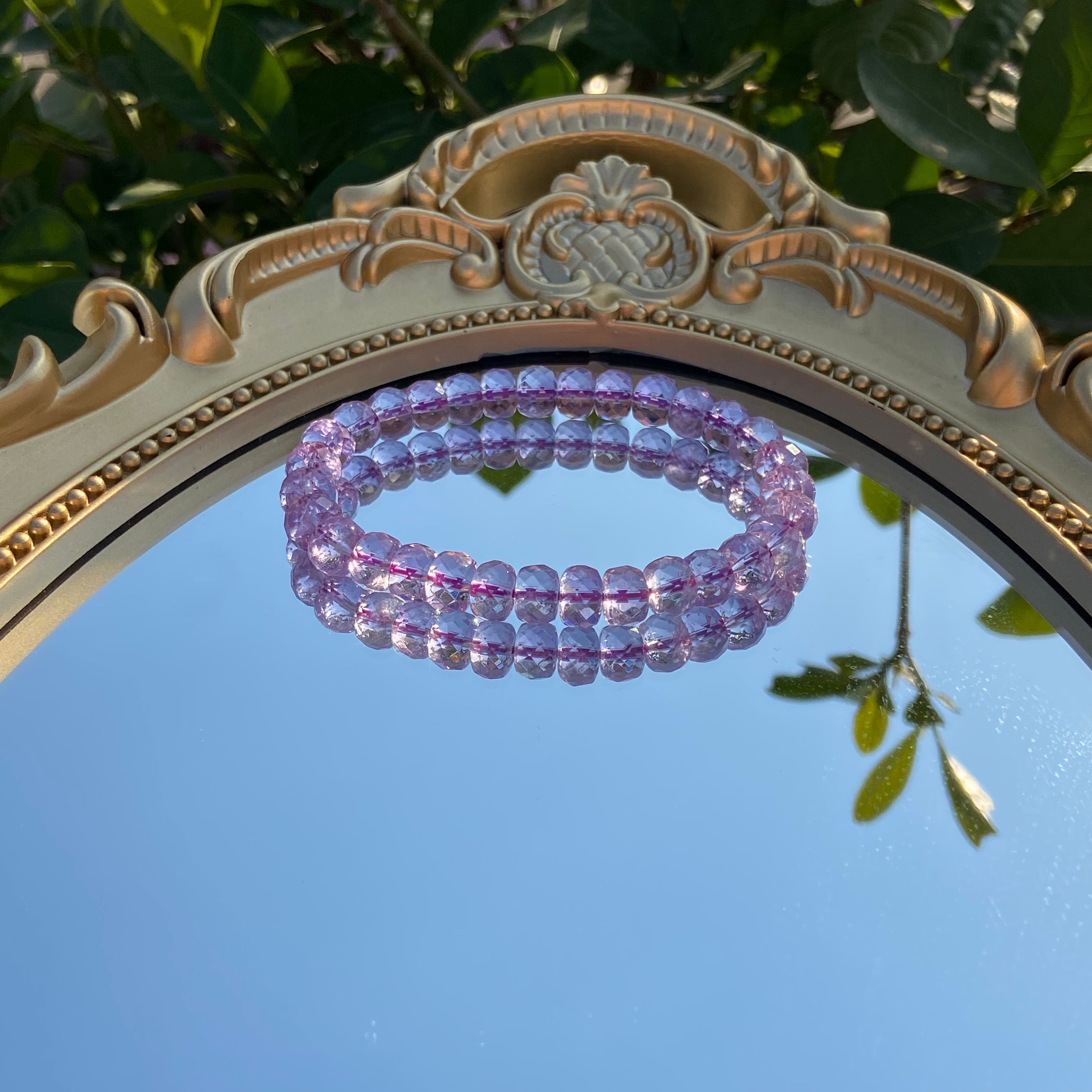 Diamond-Faceted Abacus Bead Bracelet - Natural Amethyst | Elegant Daily Accessory