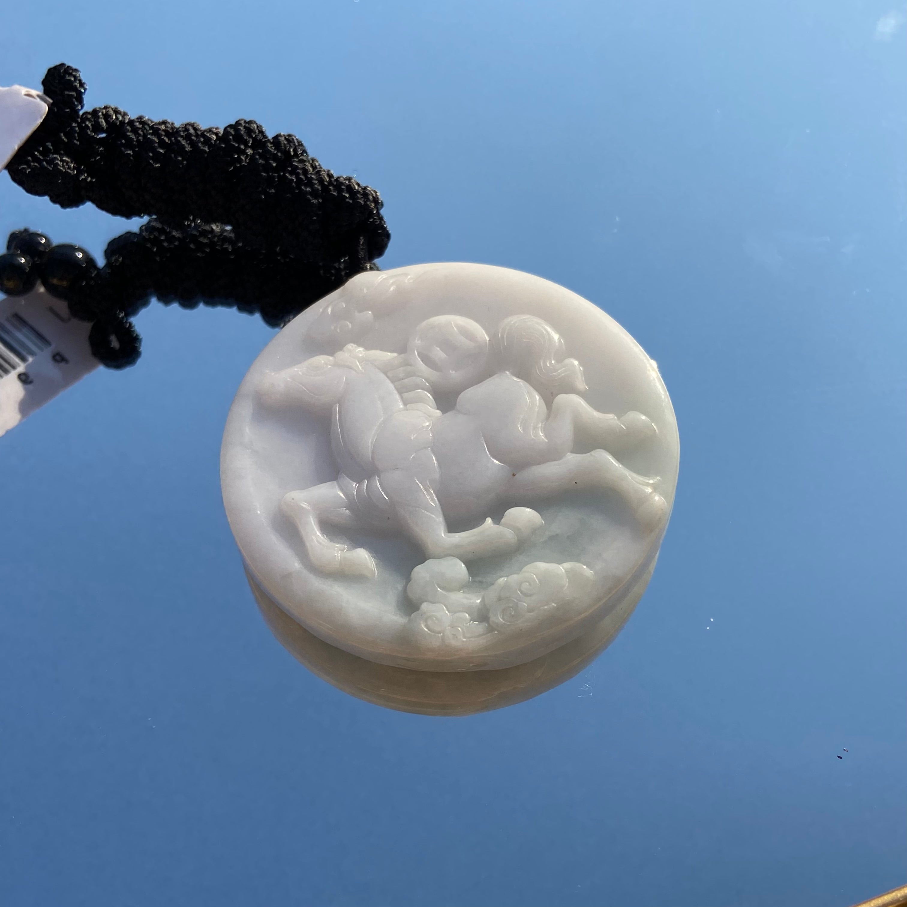 2026 Year of the Horse Pendant - Natural Myanmar Jade Round Medal | Lucky Gemstone Jewelry