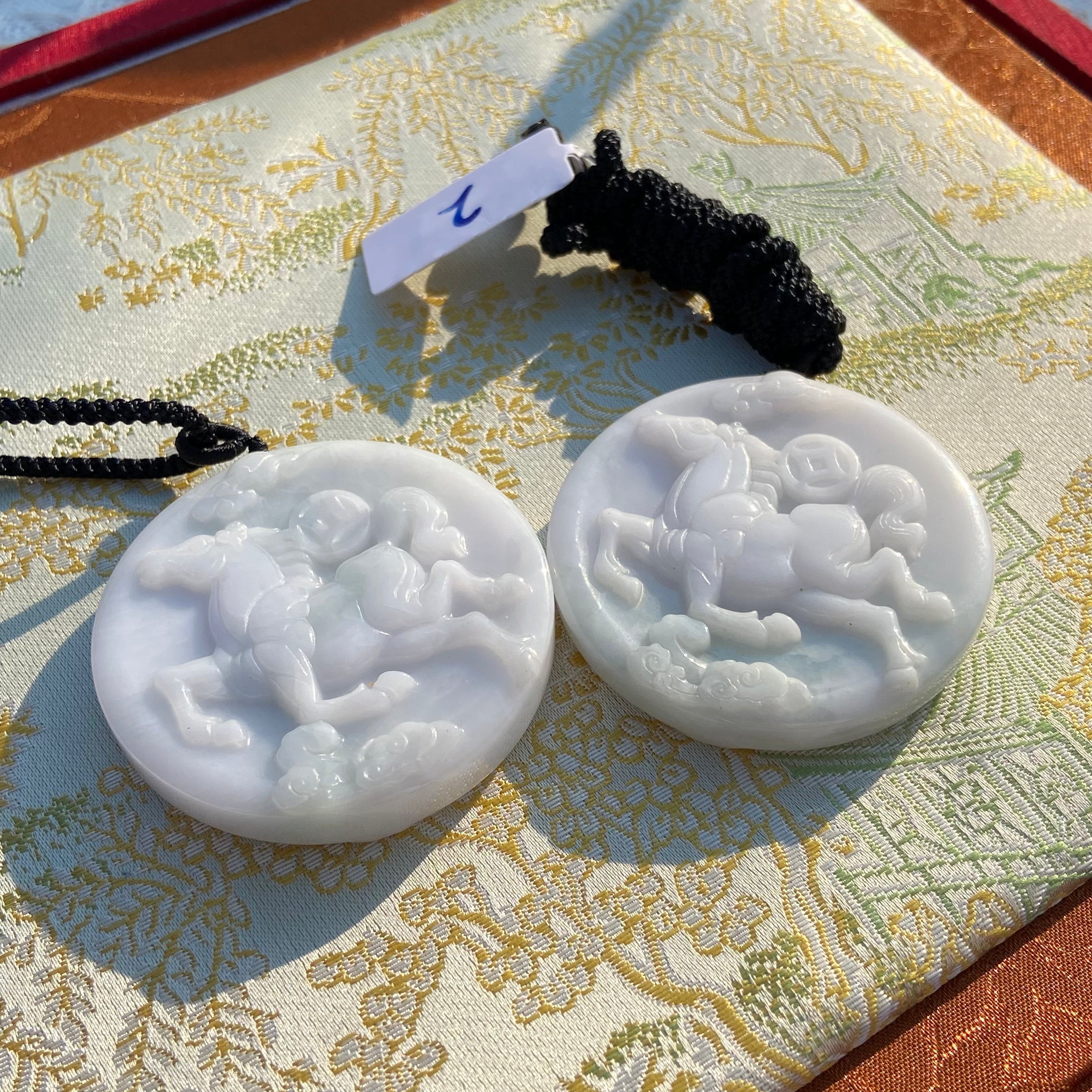 2026 Year of the Horse Pendant - Natural Myanmar Jade Round Medal | Lucky Gemstone Jewelry