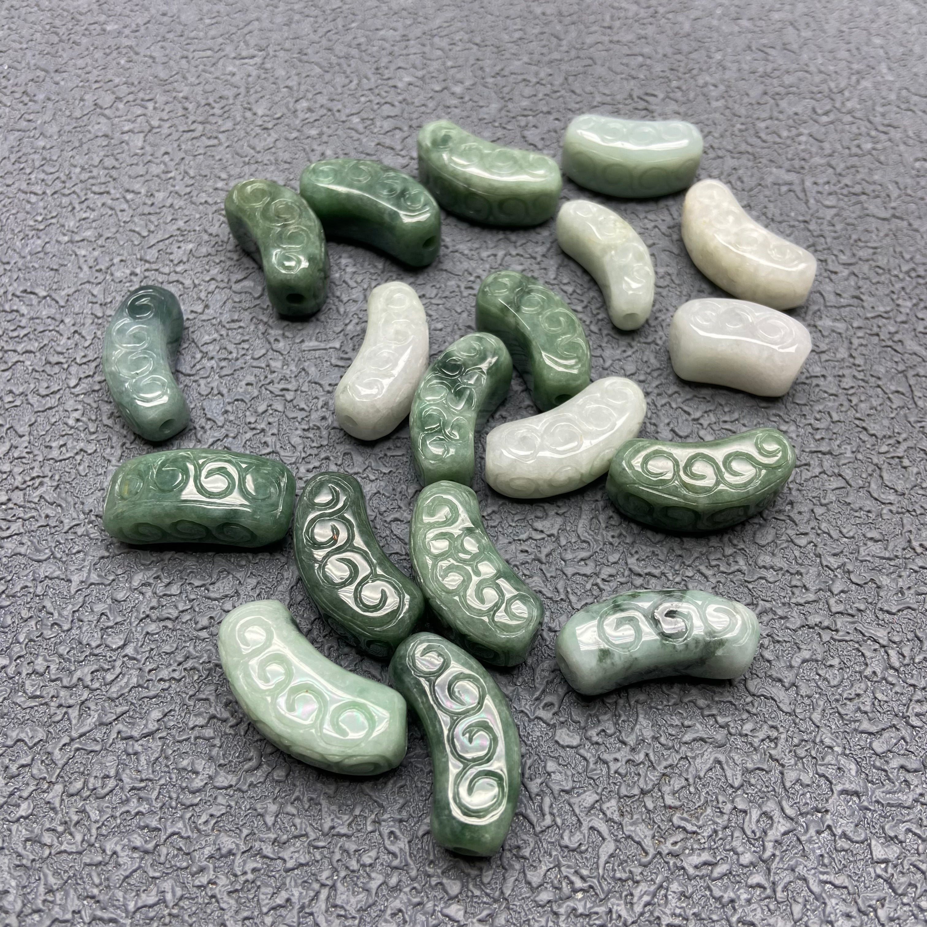 Burma jade carved tube charm