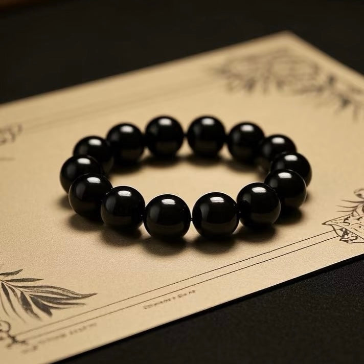Obsidian Protection Bracelet & Chinese Feng Shui Black Beaded Jewelry