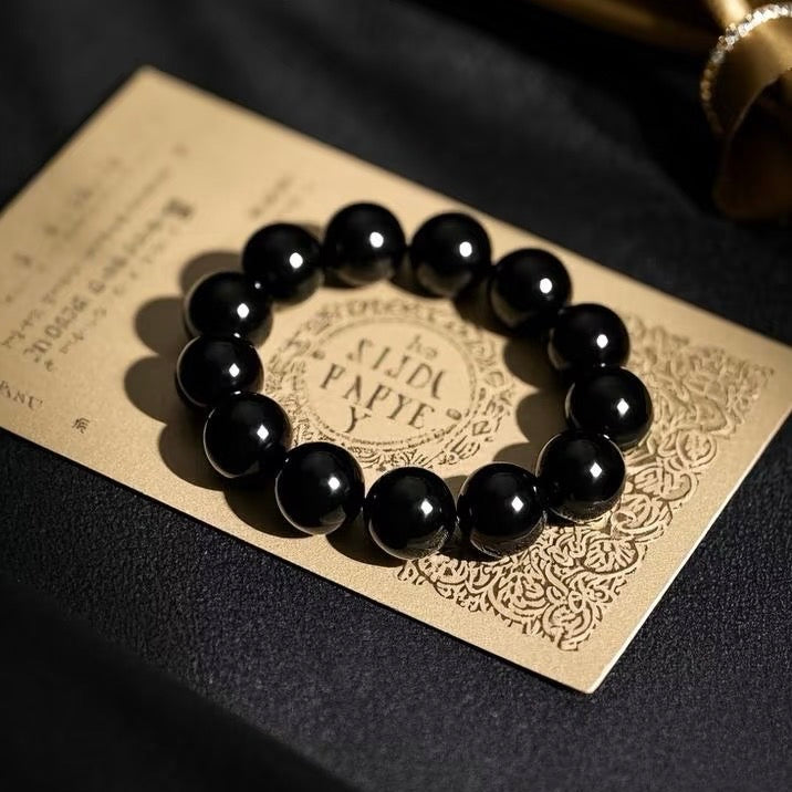 Obsidian Protection Bracelet & Chinese Feng Shui Black Beaded Jewelry