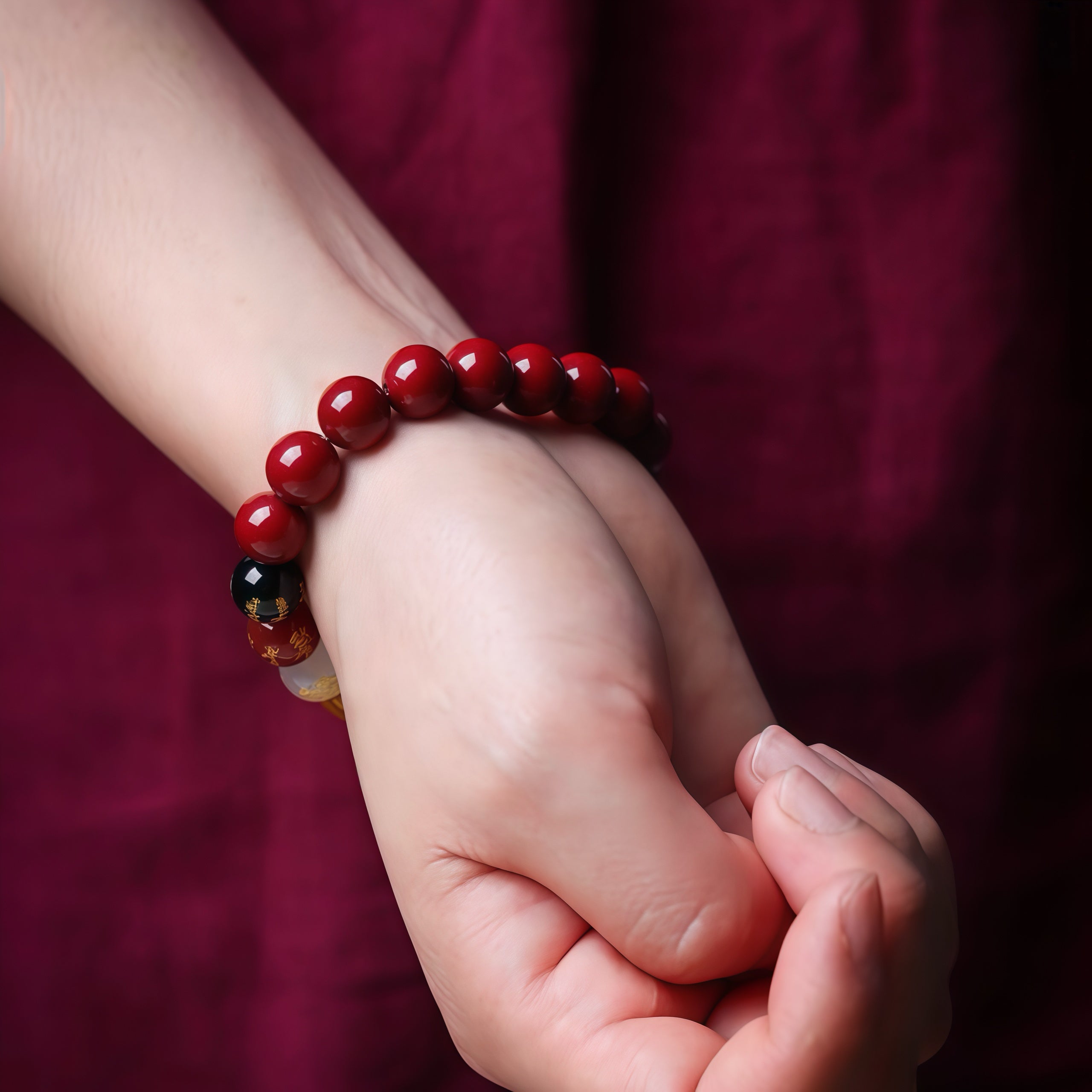 Five Fortune Gods Prosperity Bracelet & Chinese Feng Shui Cinnabar Beads for Wealth Attraction & Positive Energy