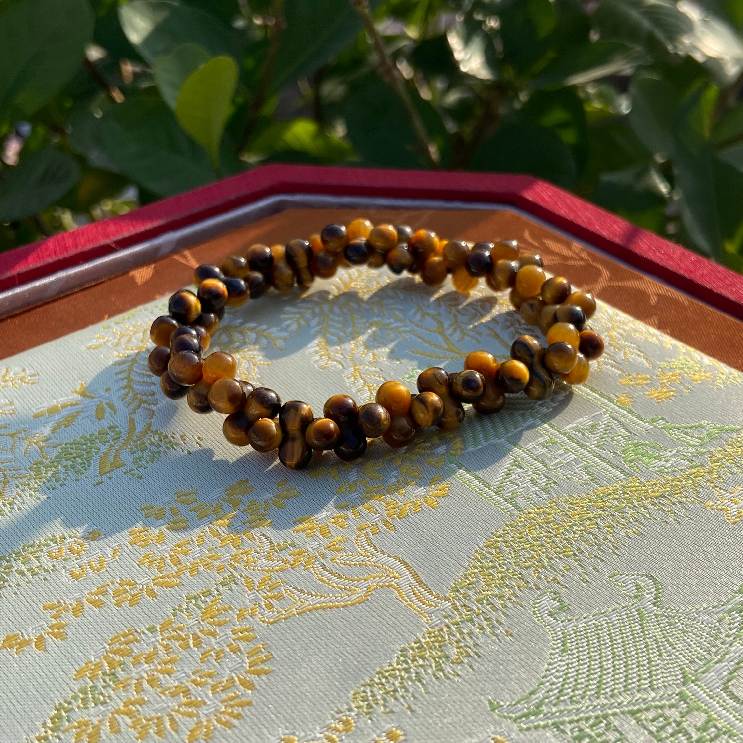 Natural Yellow Tiger Eye Small Bone Bead Bracelet - Handcrafted Healing Gemstone Jewelry