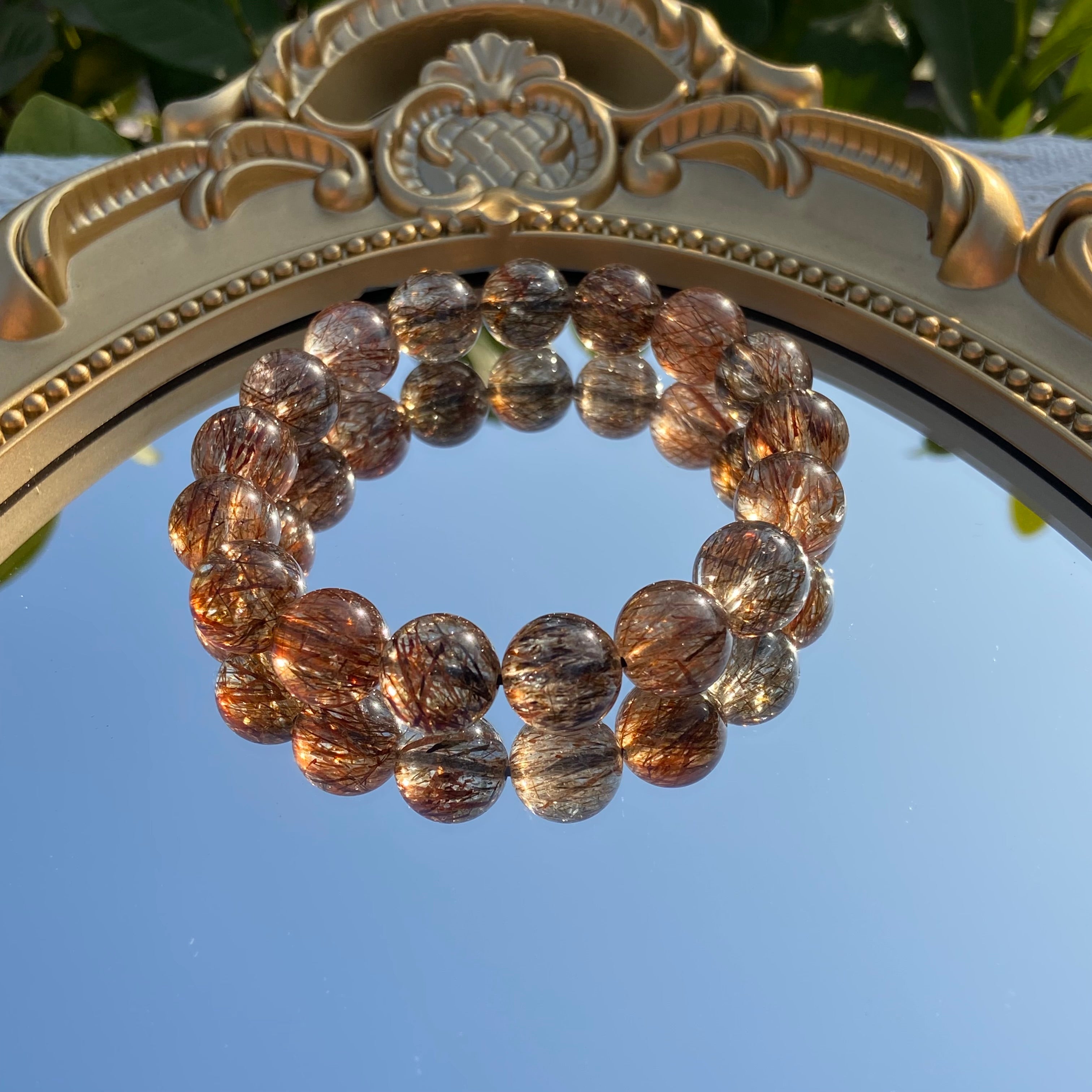 Golden Black Super Seven Rutile Bracelet - High-Grade Crystal Jewelry for Spiritual Power & Abundance